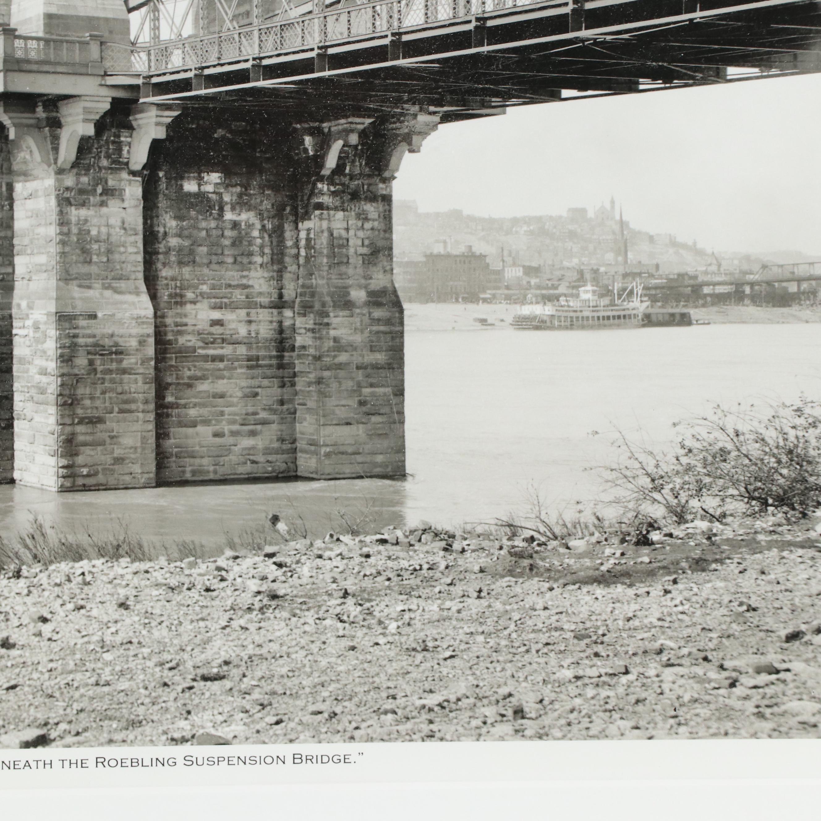 Giclée of Roebling Bridge, Cincinnati, "The Ohio River in 1907"