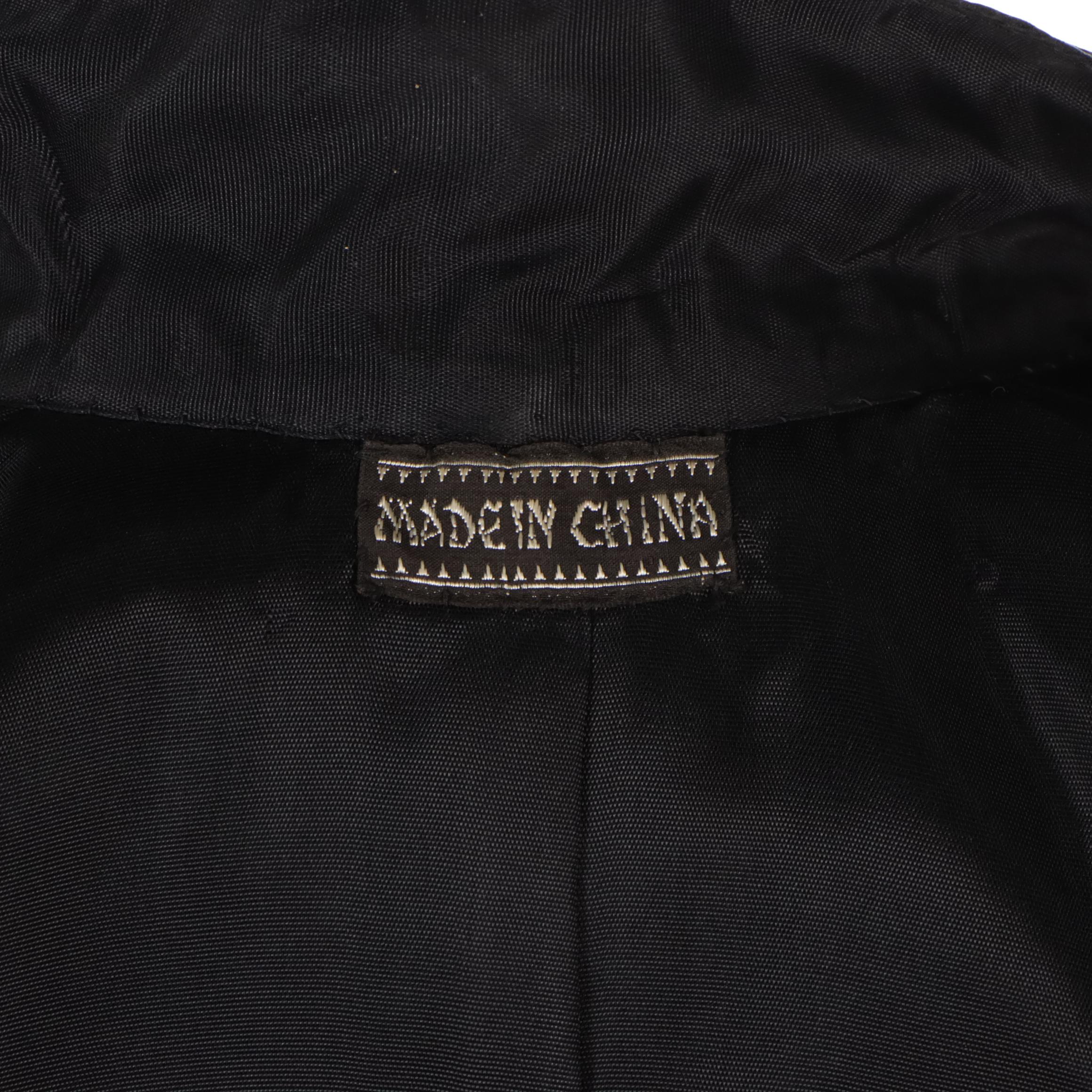 Chinese Peony Hand-Embroidered Silk Robe with Brass Buttons