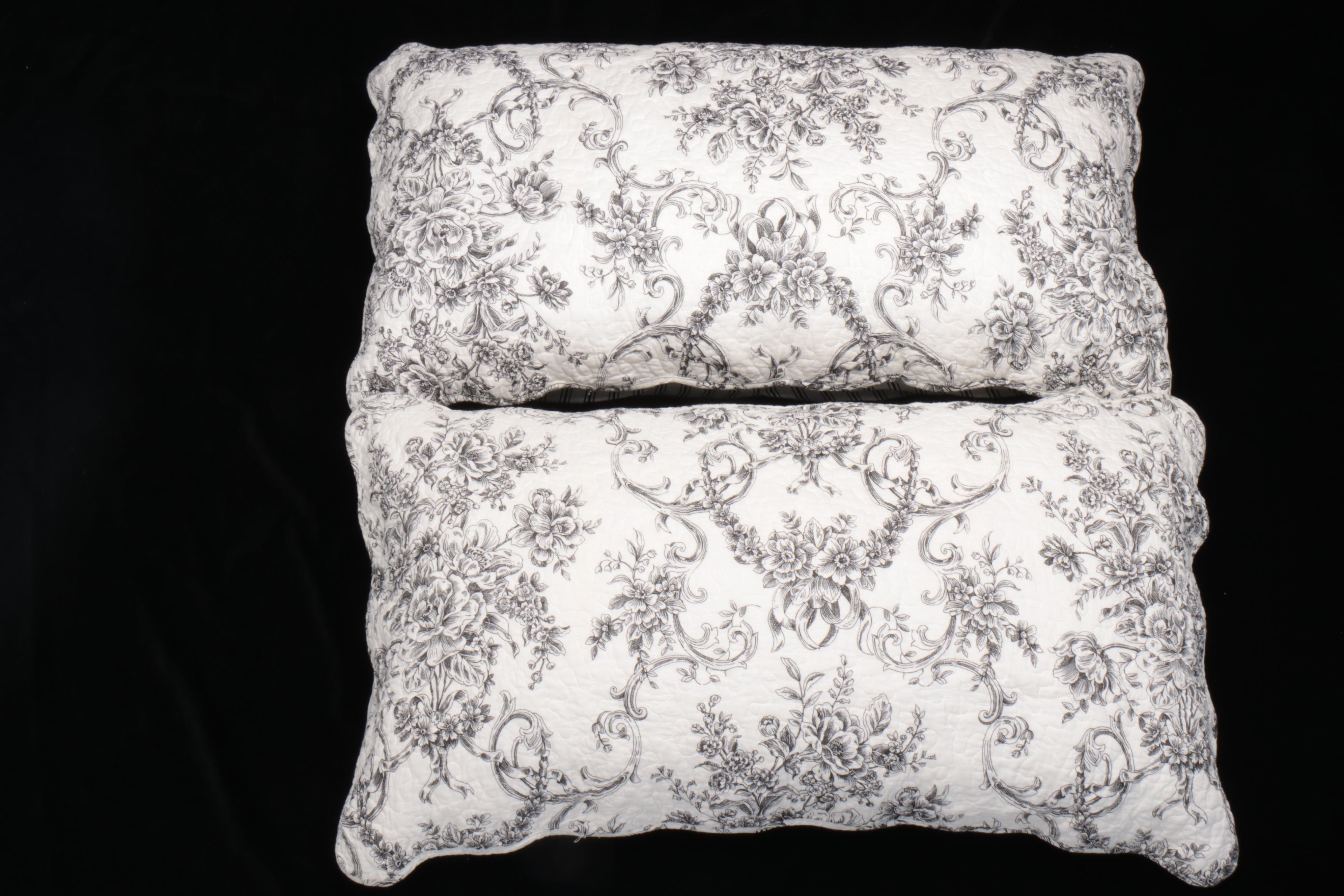 Black & White Quilted Toile Coverlet, Pillowcases, Ethan Allen Shams, More