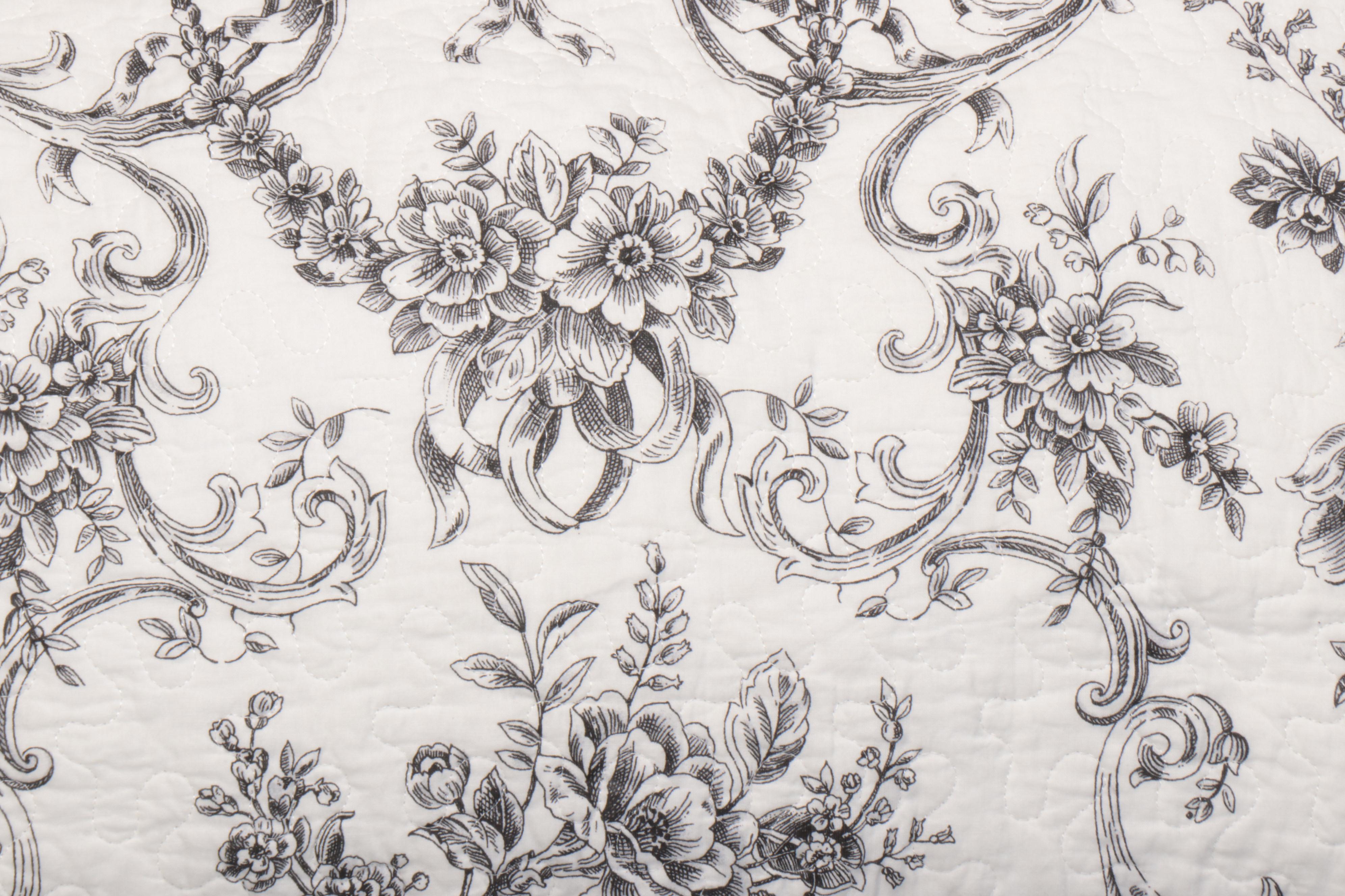 Black & White Quilted Toile Coverlet, Pillowcases, Ethan Allen Shams, More