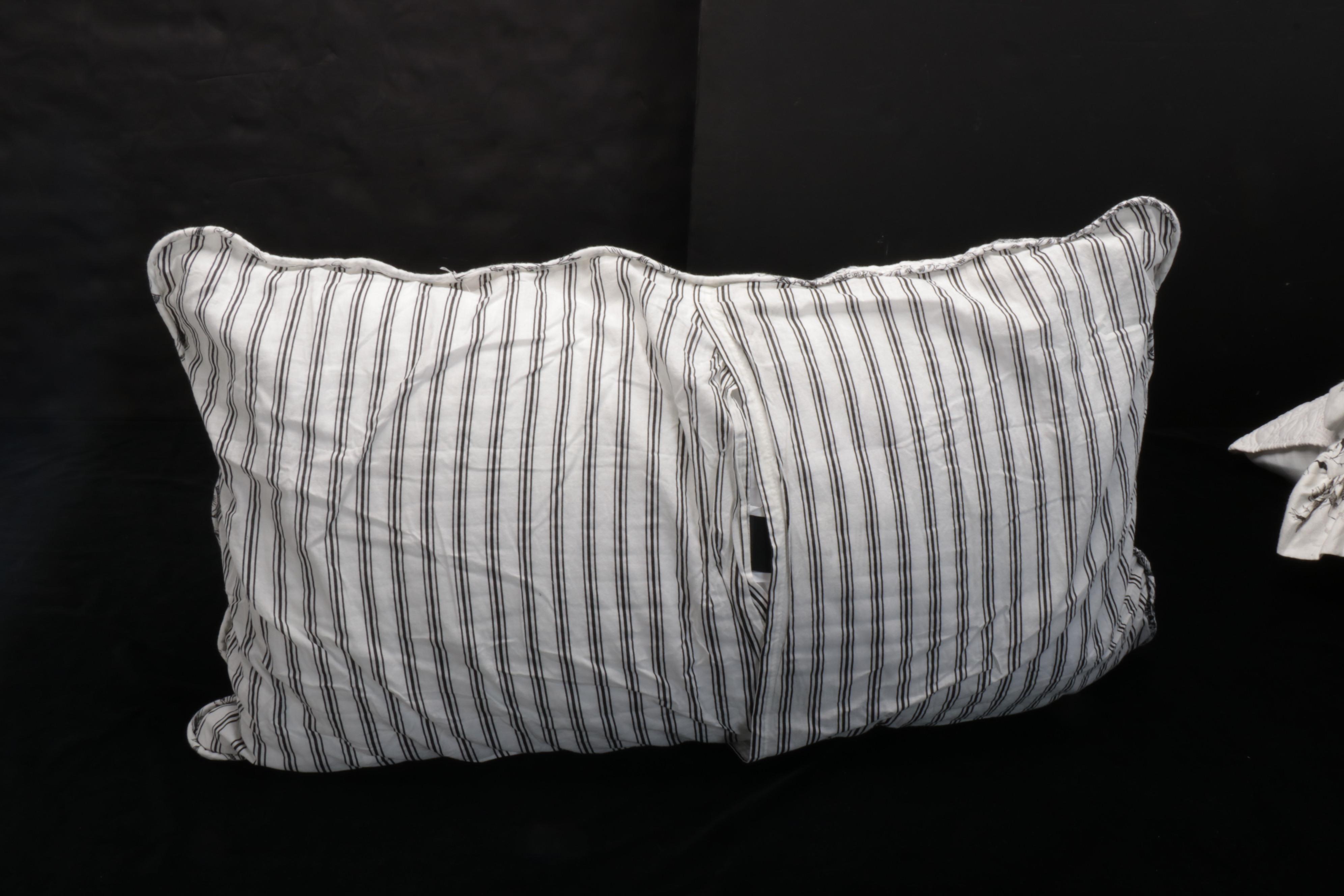 Black & White Quilted Toile Coverlet, Pillowcases, Ethan Allen Shams, More