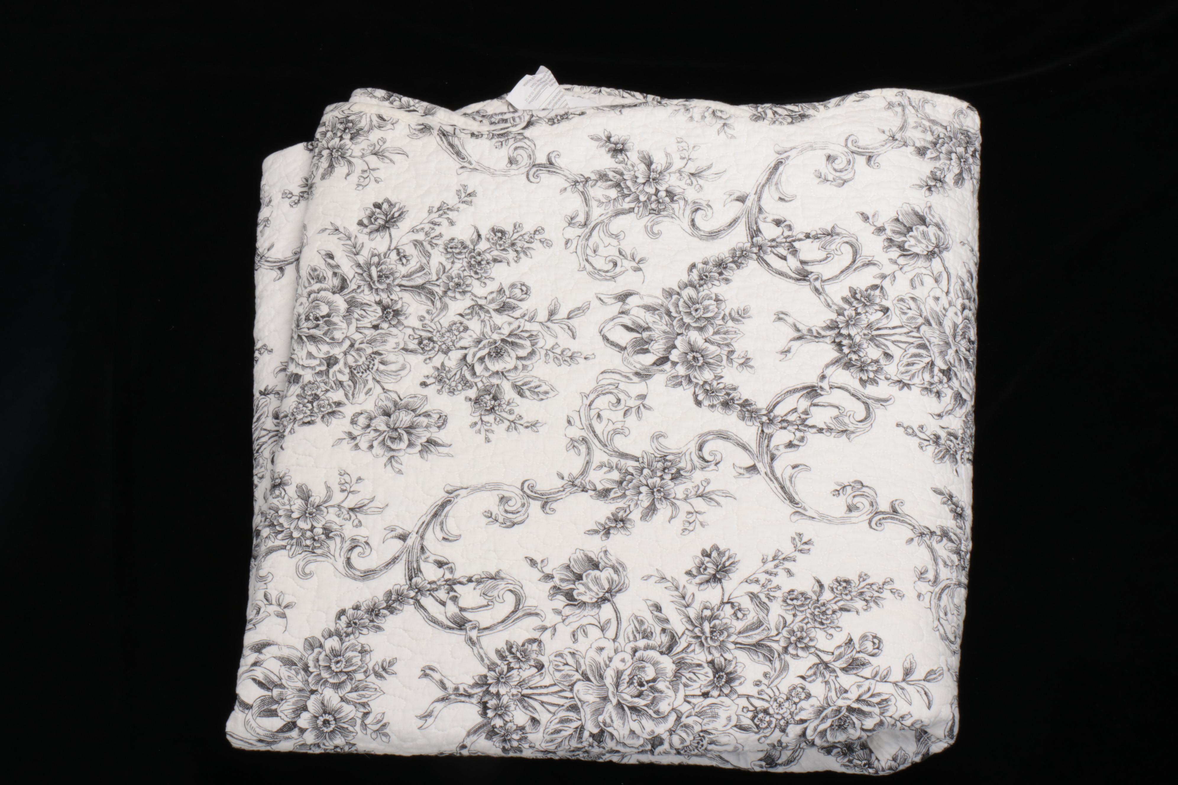 Black & White Quilted Toile Coverlet, Pillowcases, Ethan Allen Shams, More