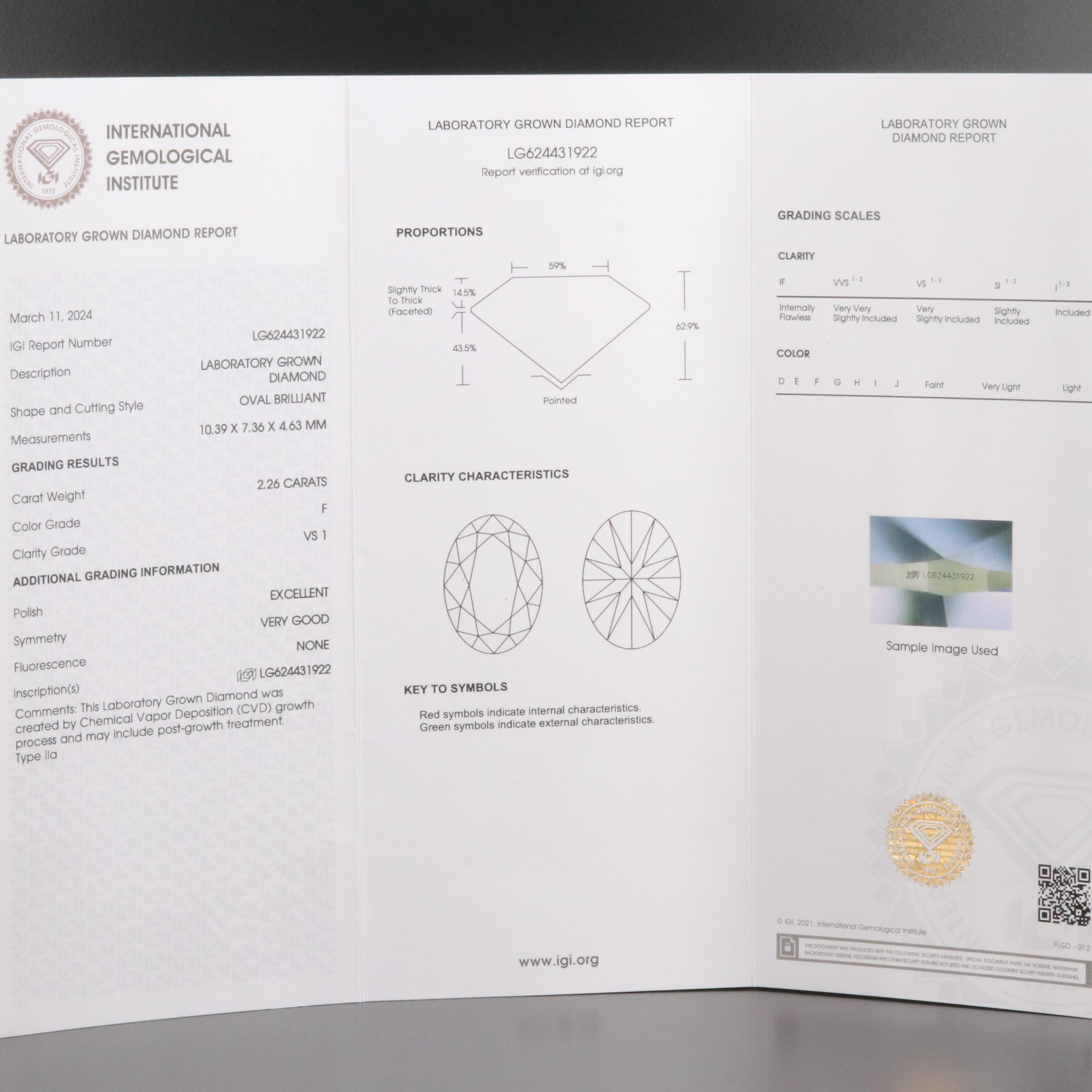 Platinum 2.81 CTW Lab Grown Diamond Ring with IGI Report