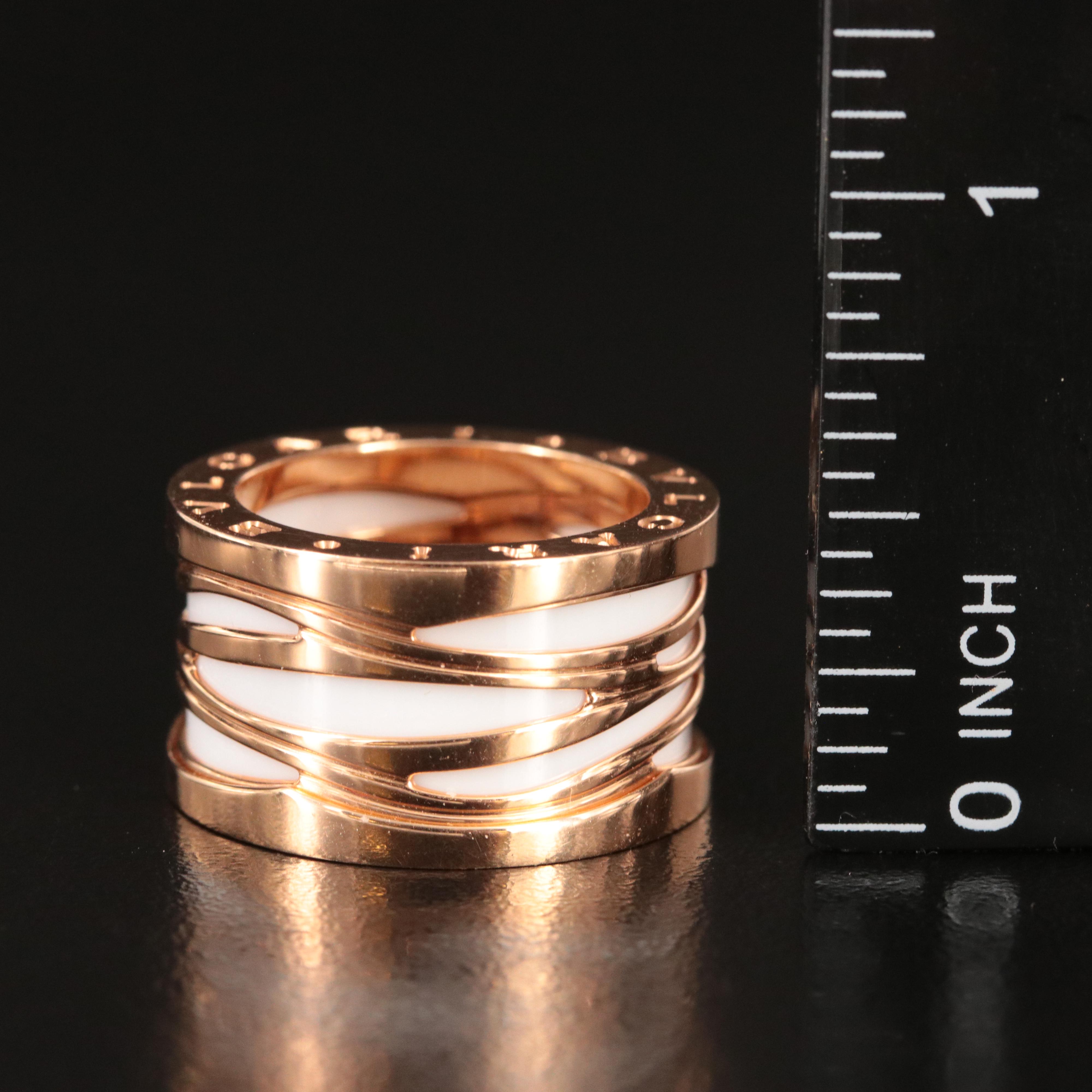BVLGARI B.zero1 18K Rose Gold and White Ceramic Ring
