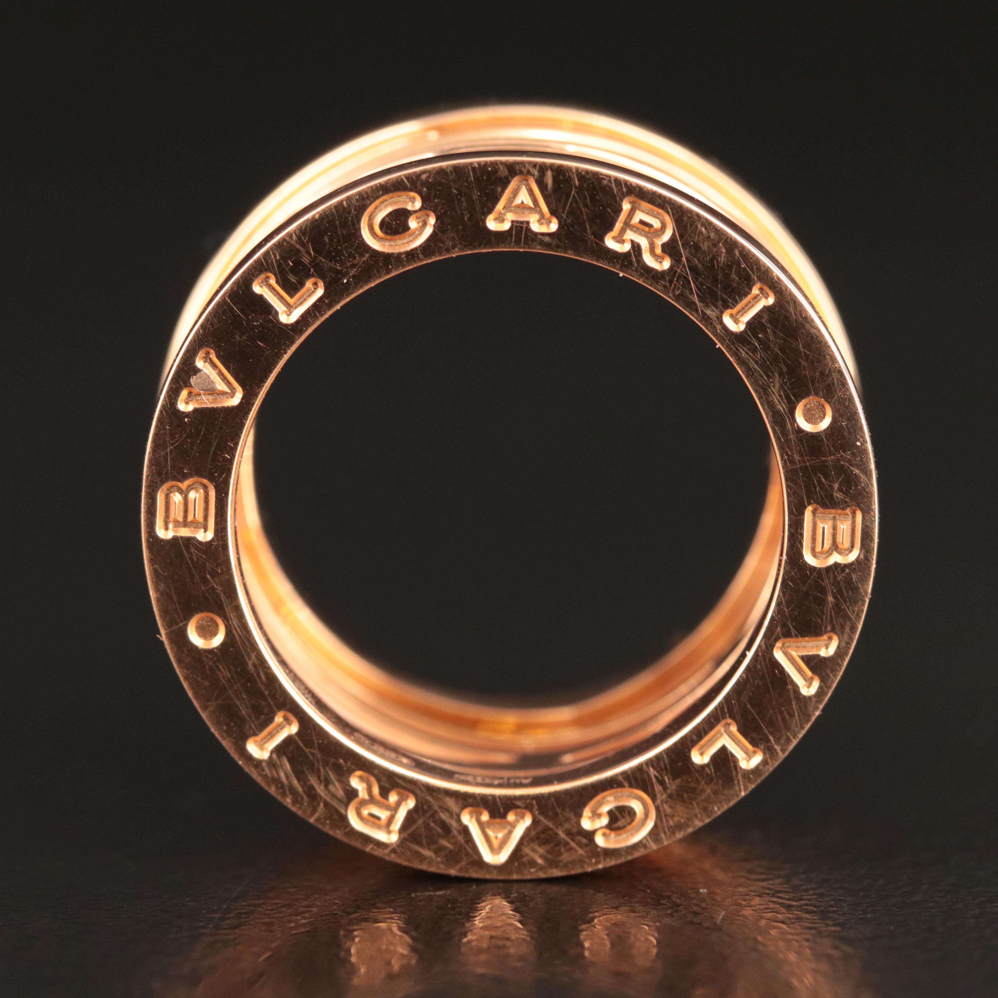 BVLGARI B.zero1 18K Rose Gold and White Ceramic Ring
