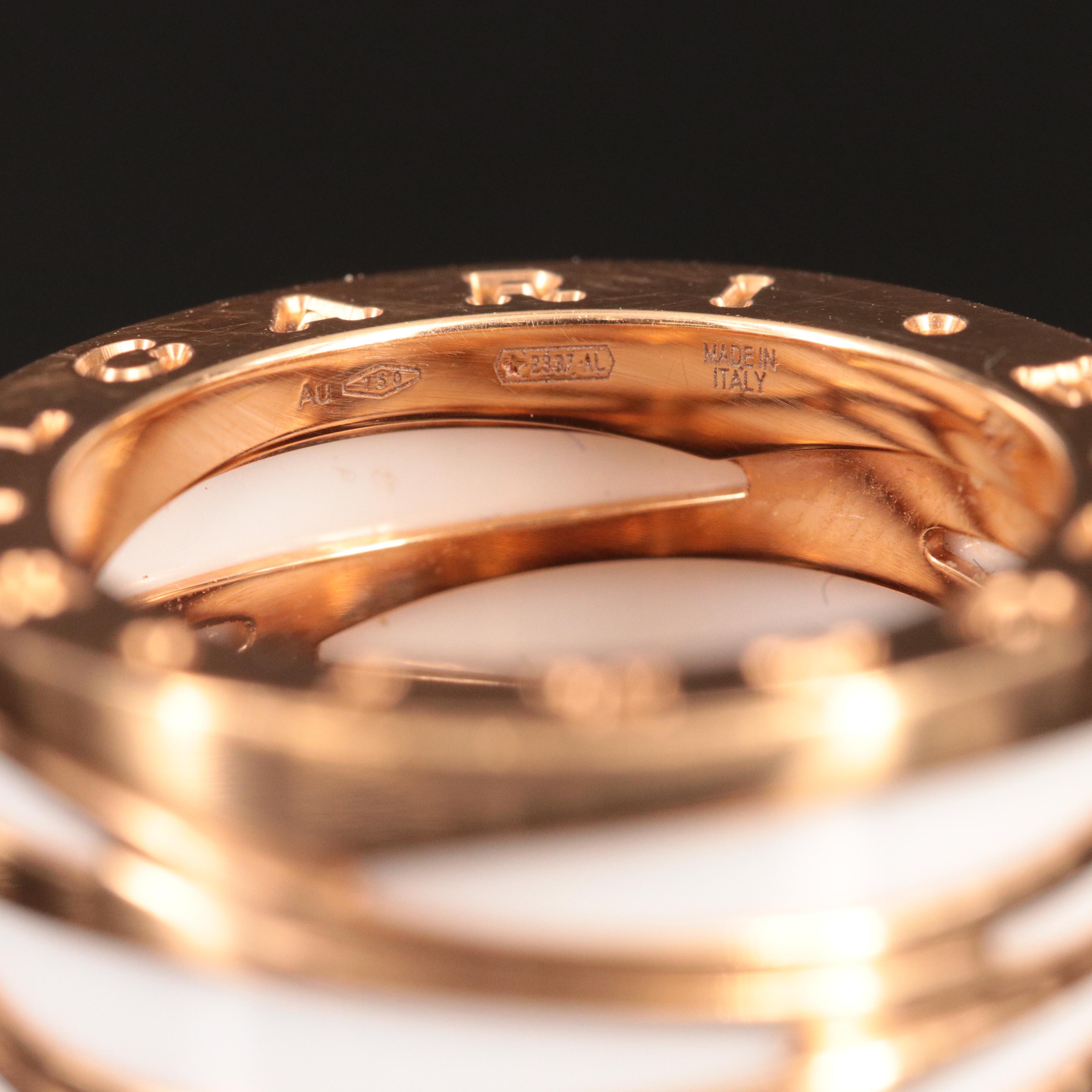 BVLGARI B.zero1 18K Rose Gold and White Ceramic Ring