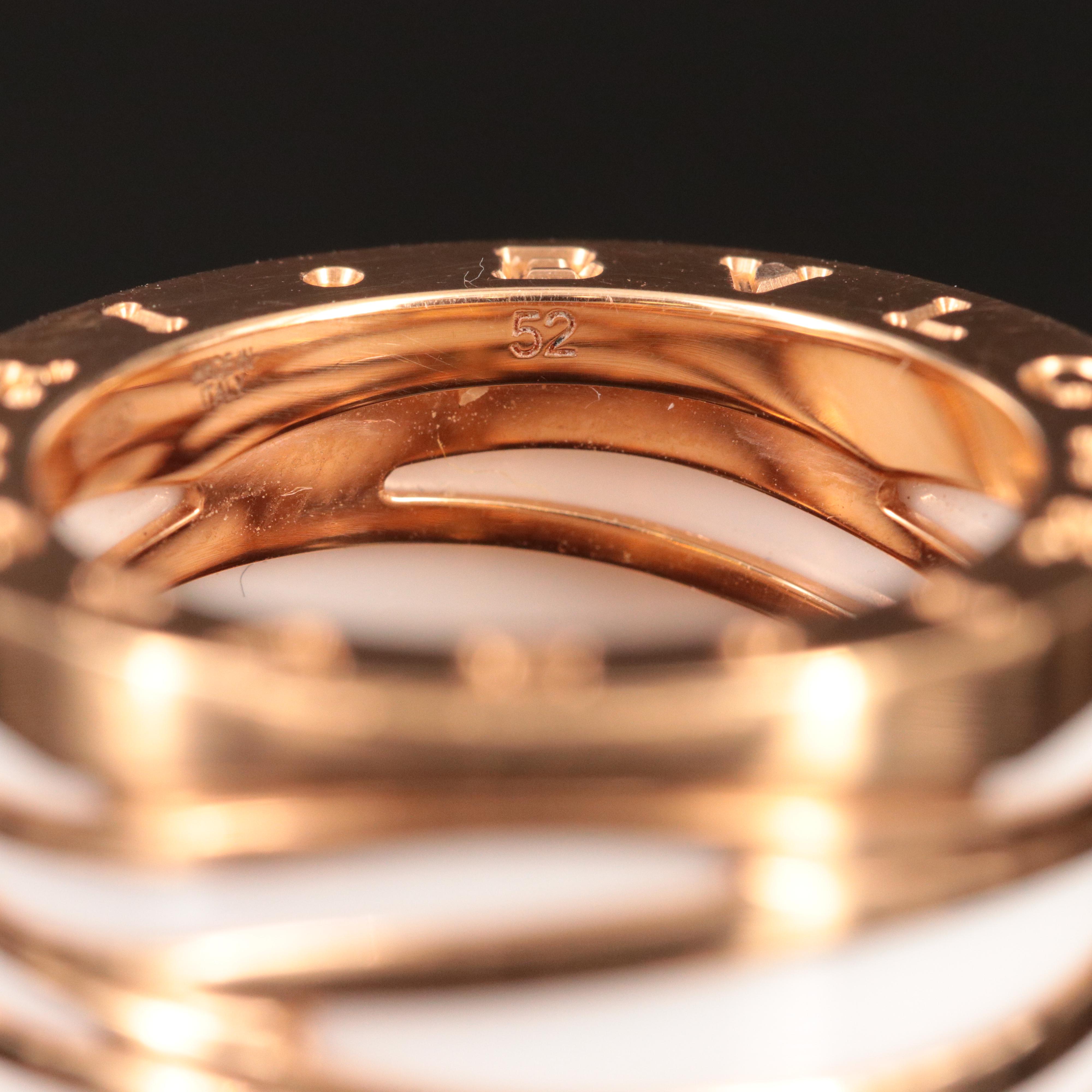 BVLGARI B.zero1 18K Rose Gold and White Ceramic Ring