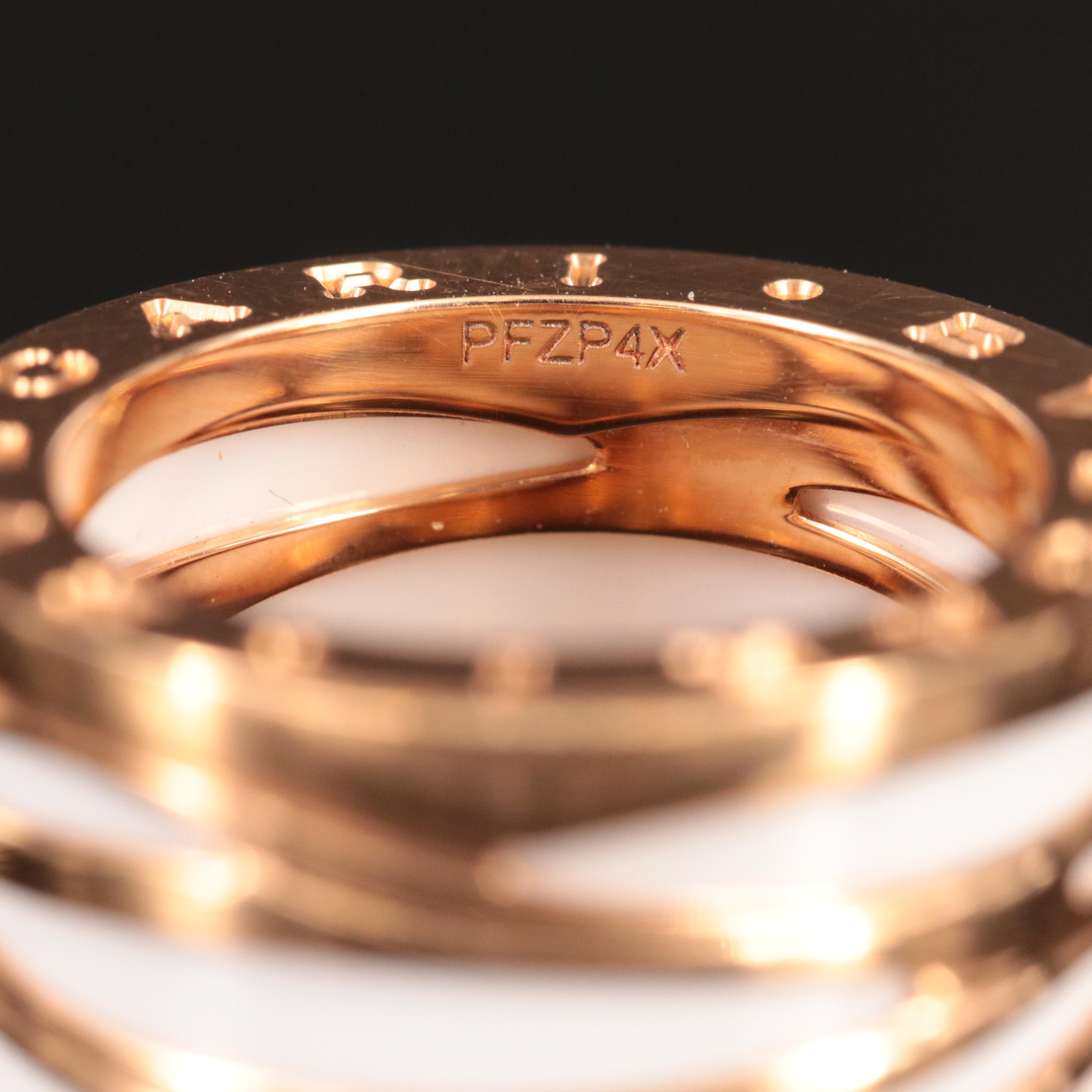 BVLGARI B.zero1 18K Rose Gold and White Ceramic Ring