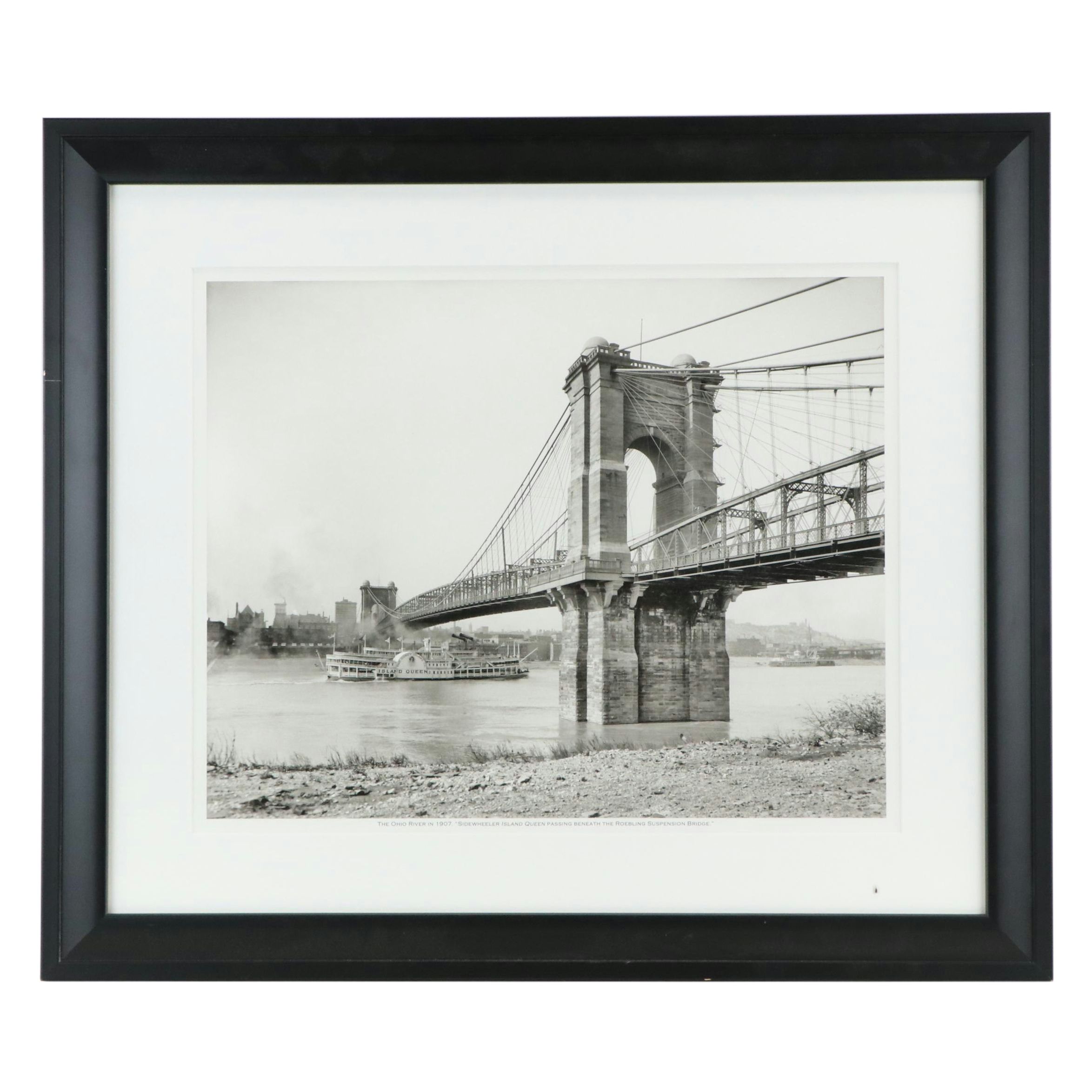 Giclée of Roebling Bridge, Cincinnati, "The Ohio River in 1907"