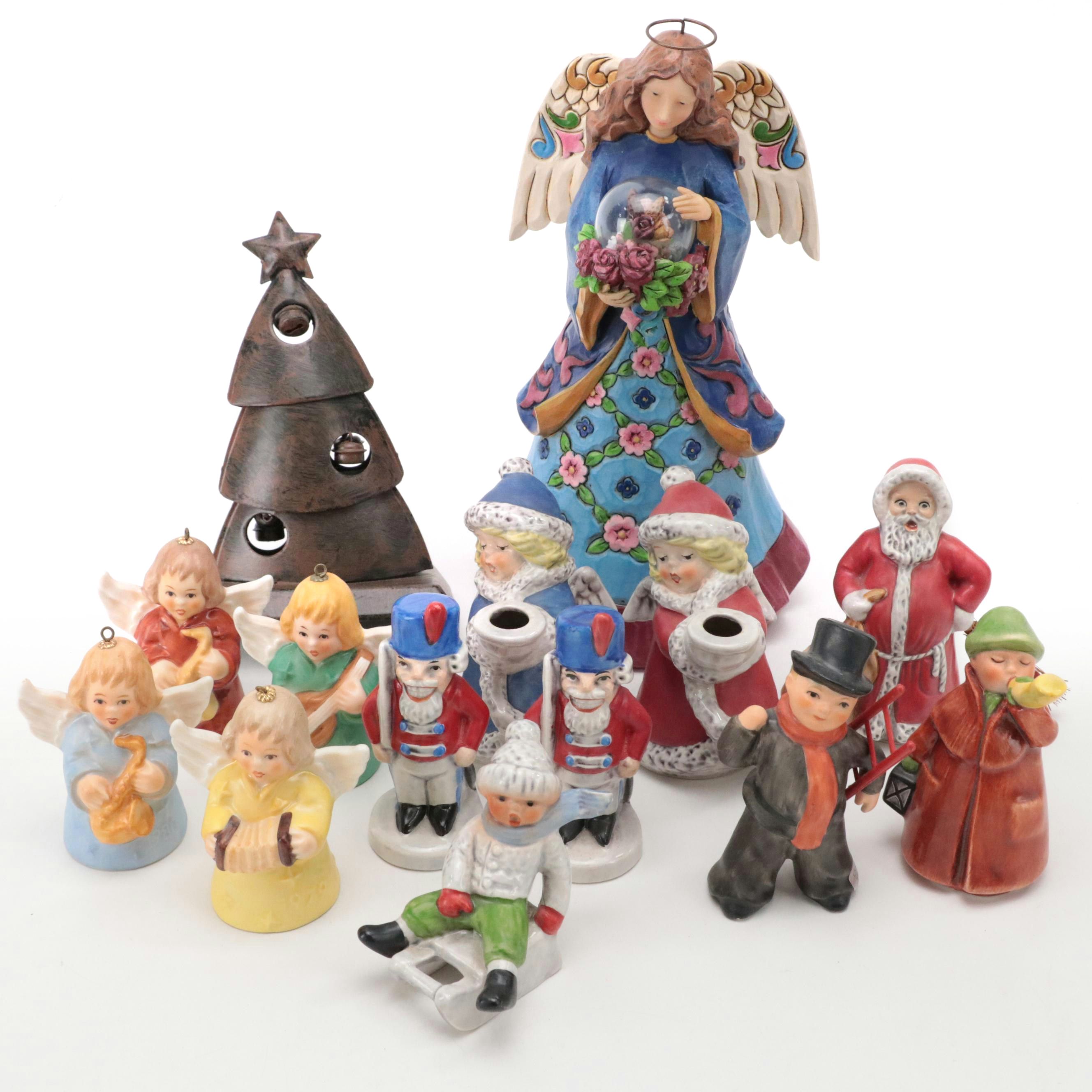 Goebel Candle Holders and Figurines with Other Christmas Décor