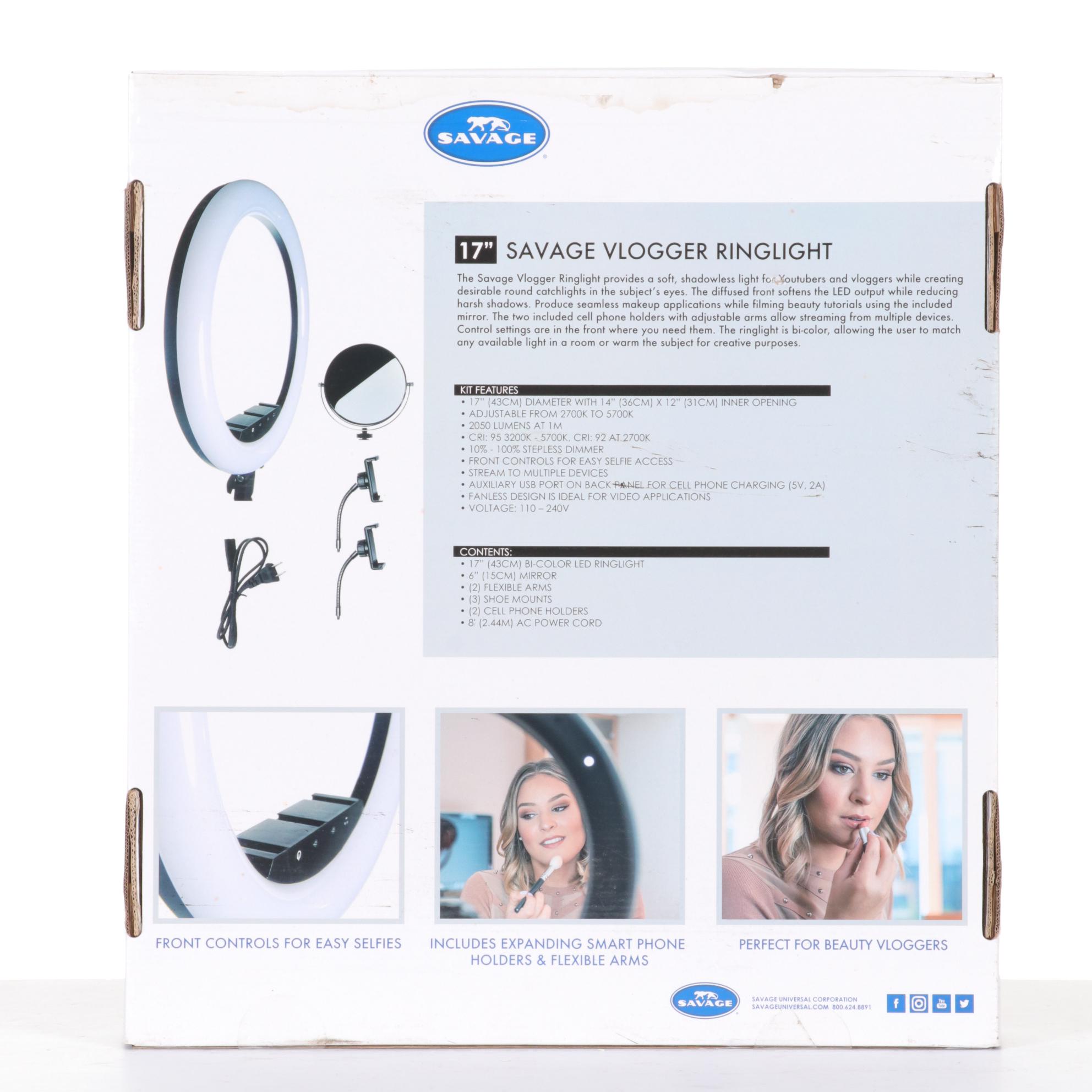 Savage 17" Vlogger Ringlight With Tabletop RGB and LED Ringlights