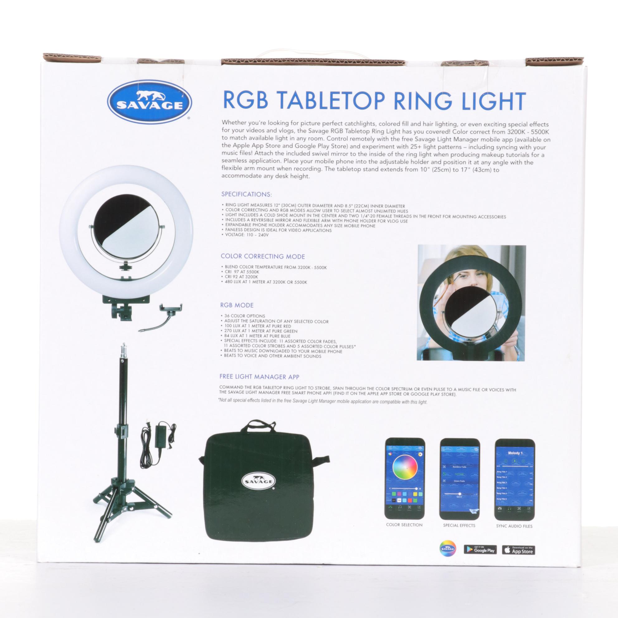 Savage 17" Vlogger Ringlight With Tabletop RGB and LED Ringlights