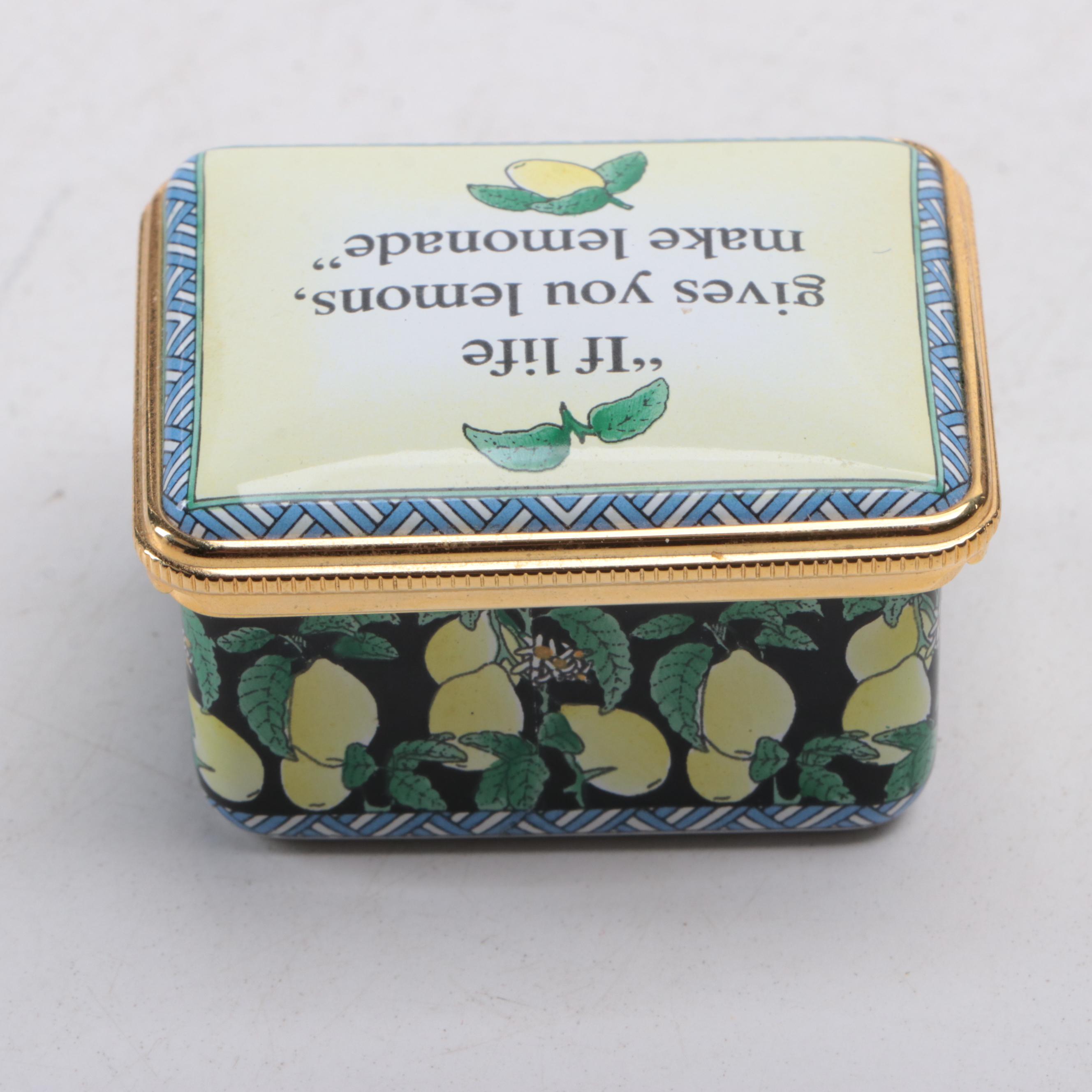 Halcyon Days "If Life Gives You Lemons" Enamel Box with Original Case