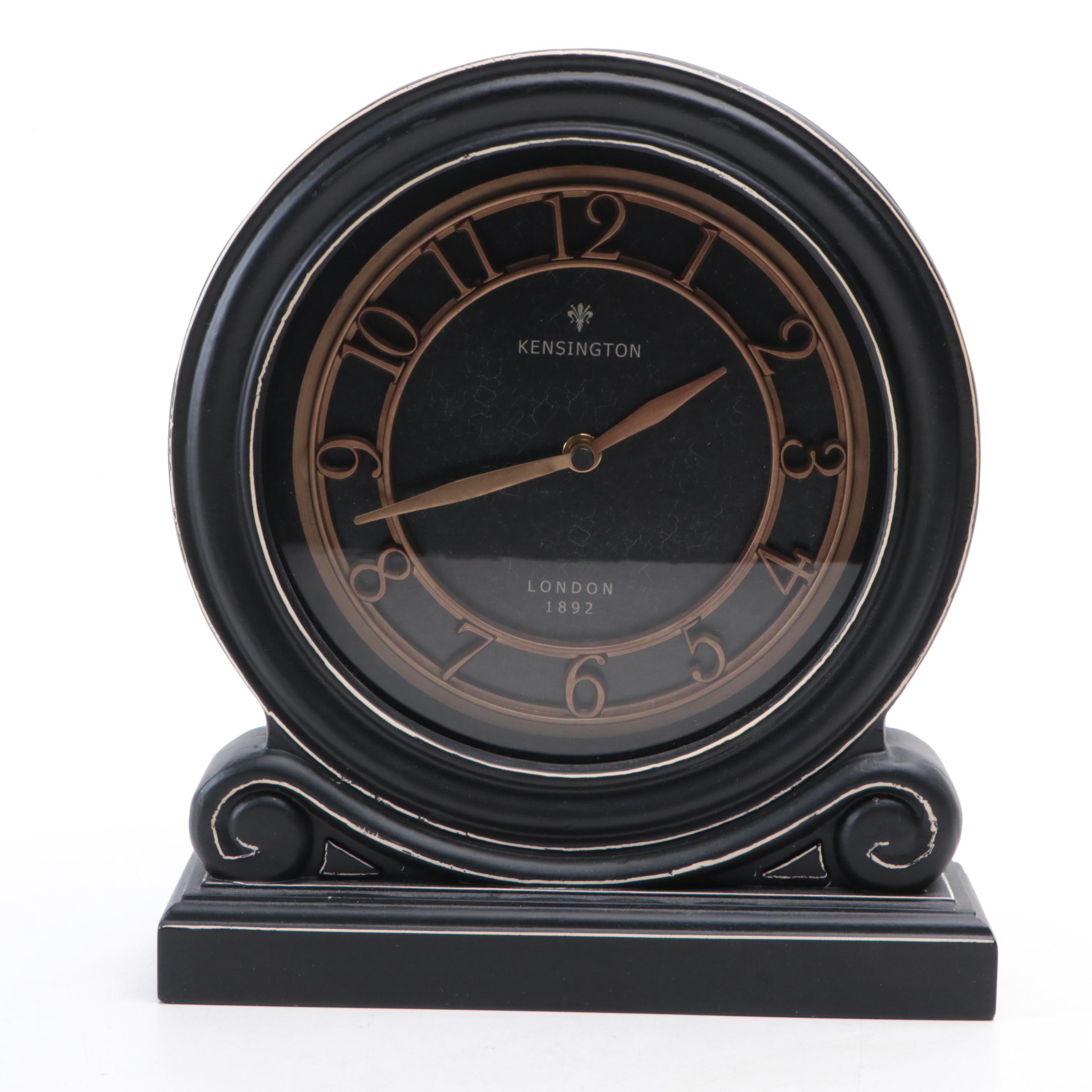 Kensington Mantel Clock, Faux Leather Box, and Metal London Tower Bridge Figure