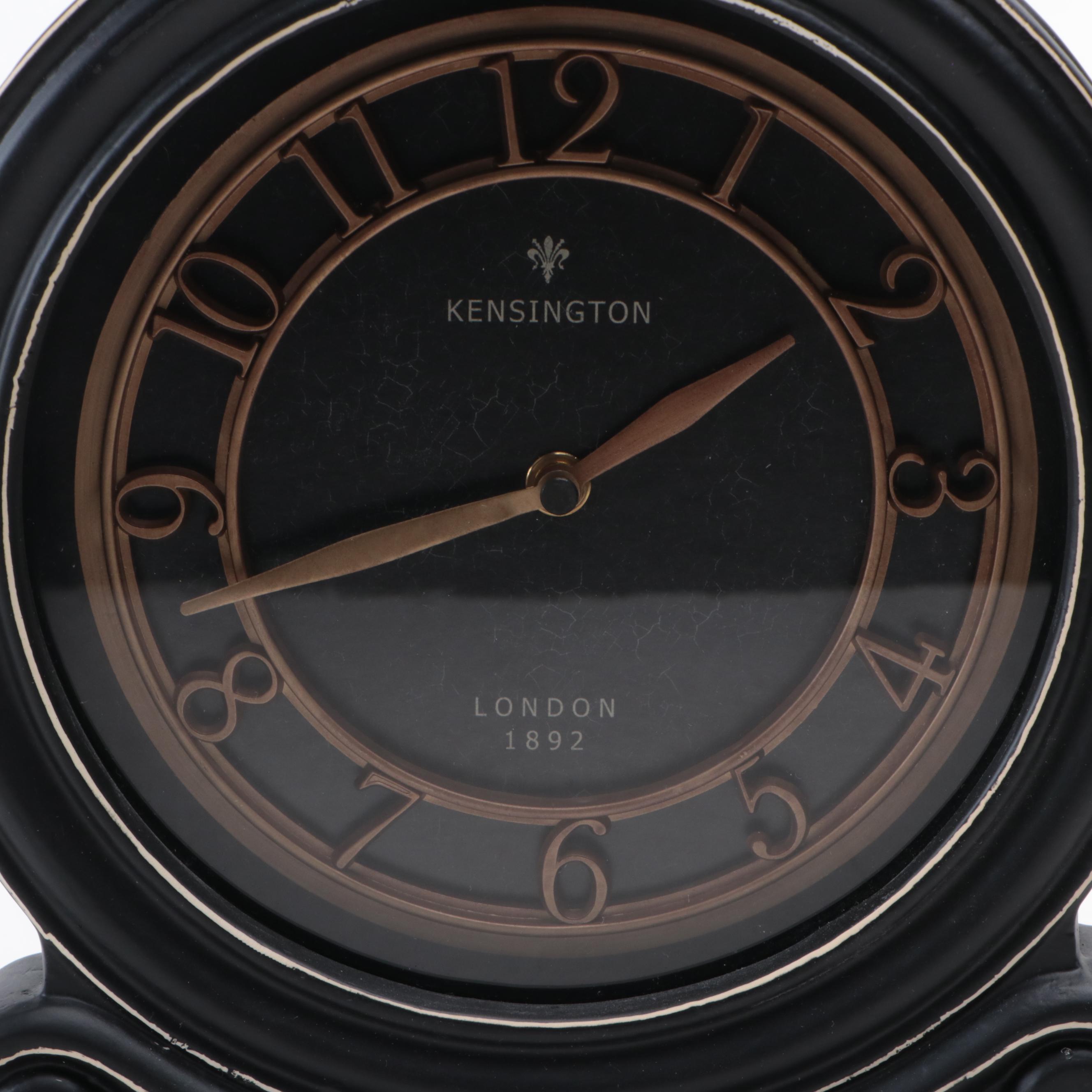 Kensington Mantel Clock, Faux Leather Box, and Metal London Tower Bridge Figure