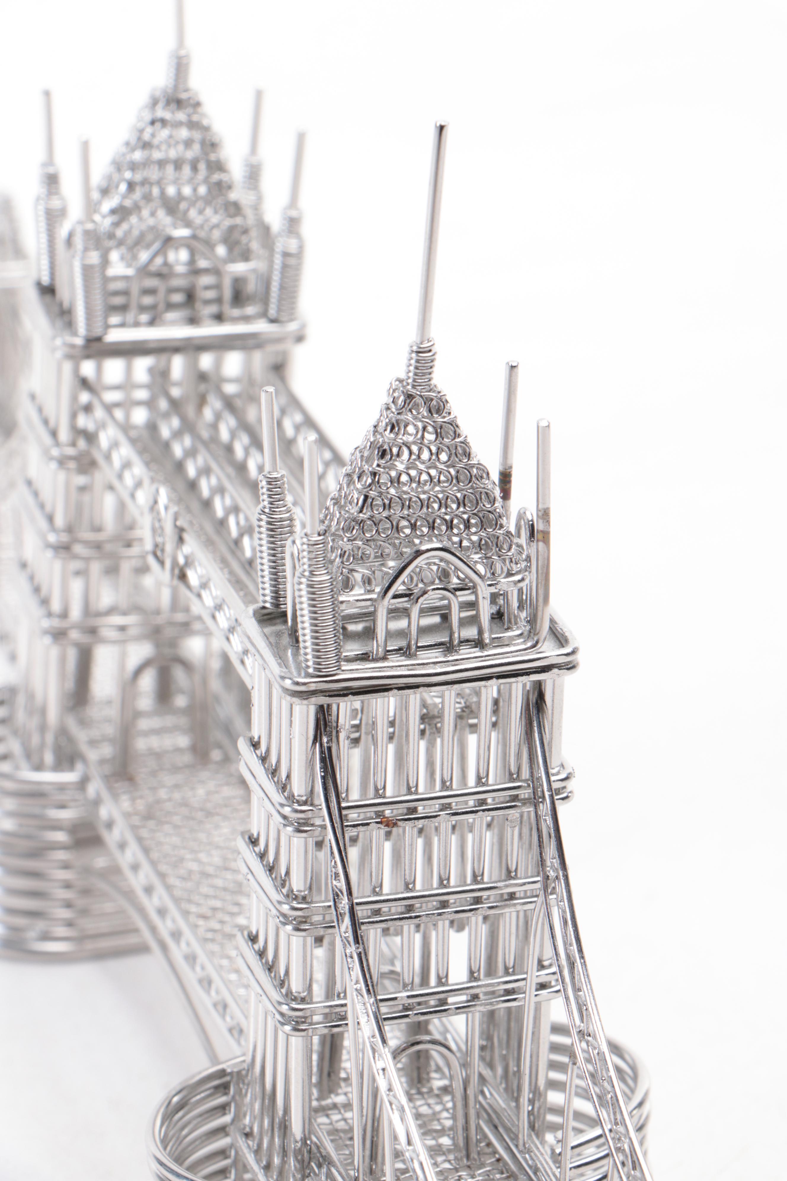 Kensington Mantel Clock, Faux Leather Box, and Metal London Tower Bridge Figure