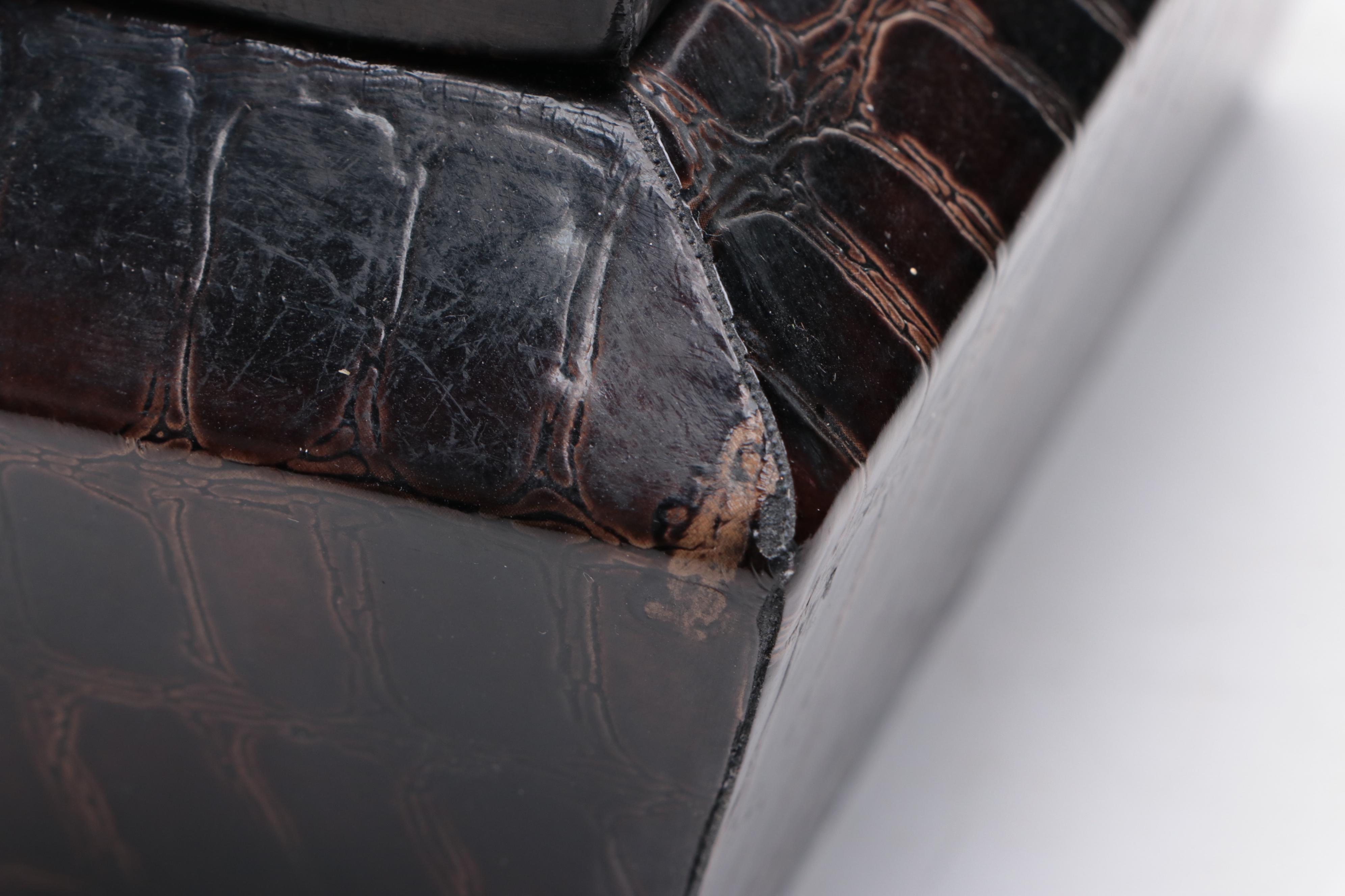 Kensington Mantel Clock, Faux Leather Box, and Metal London Tower Bridge Figure