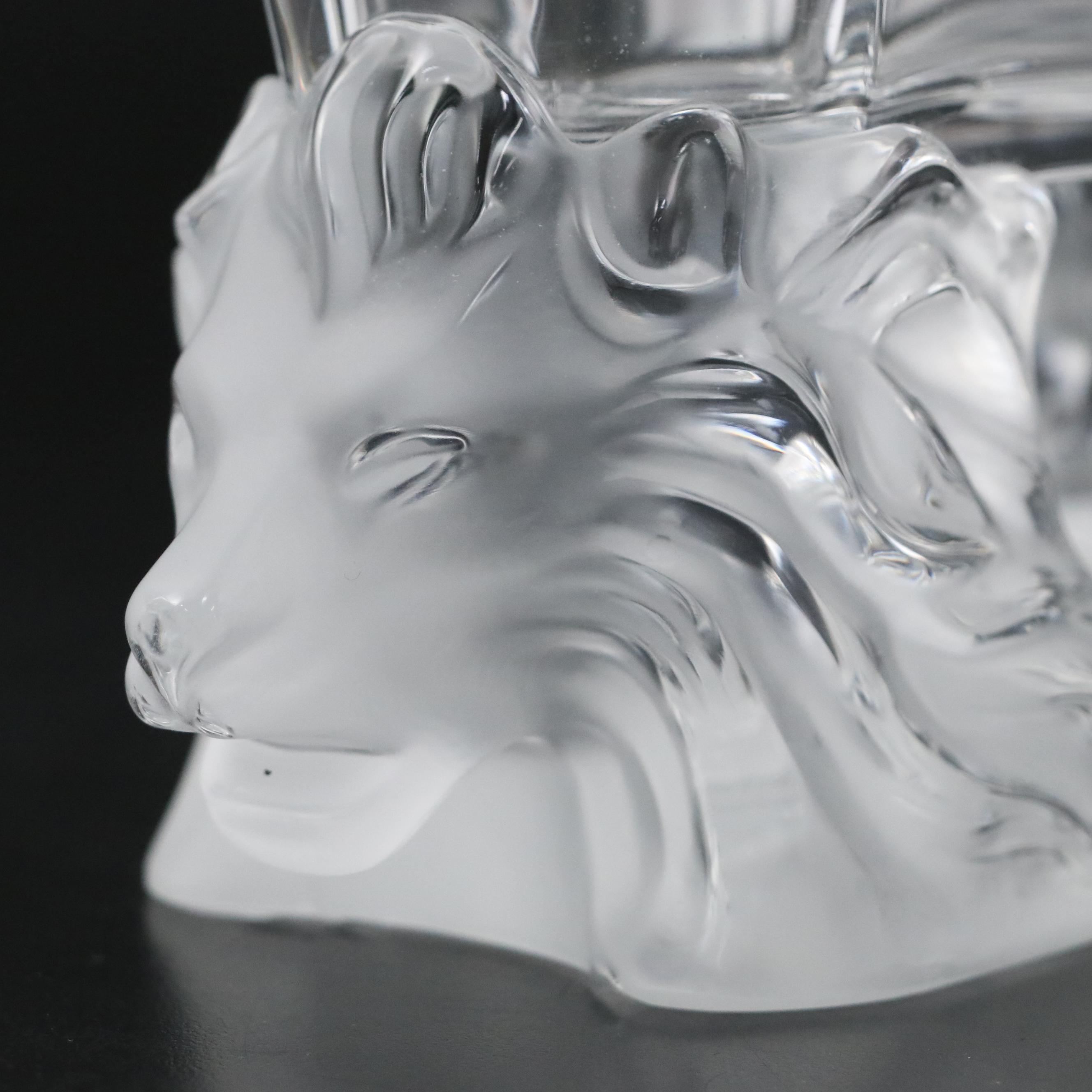 Lalique "Venise" Frosted and Clear Crystal Lion Head Bowl