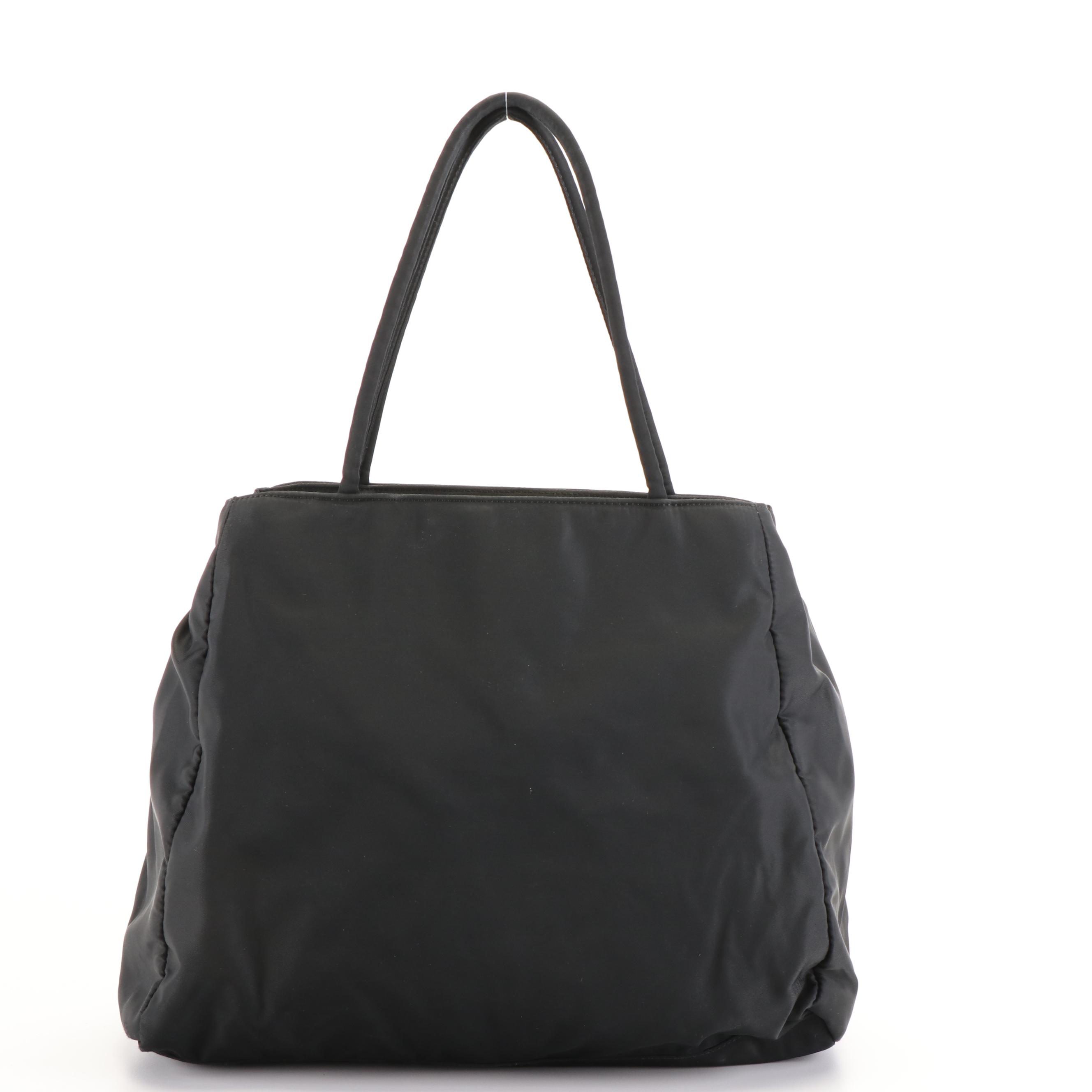 Prada Triangle Logo Tessuto Black Nylon Tote Bag