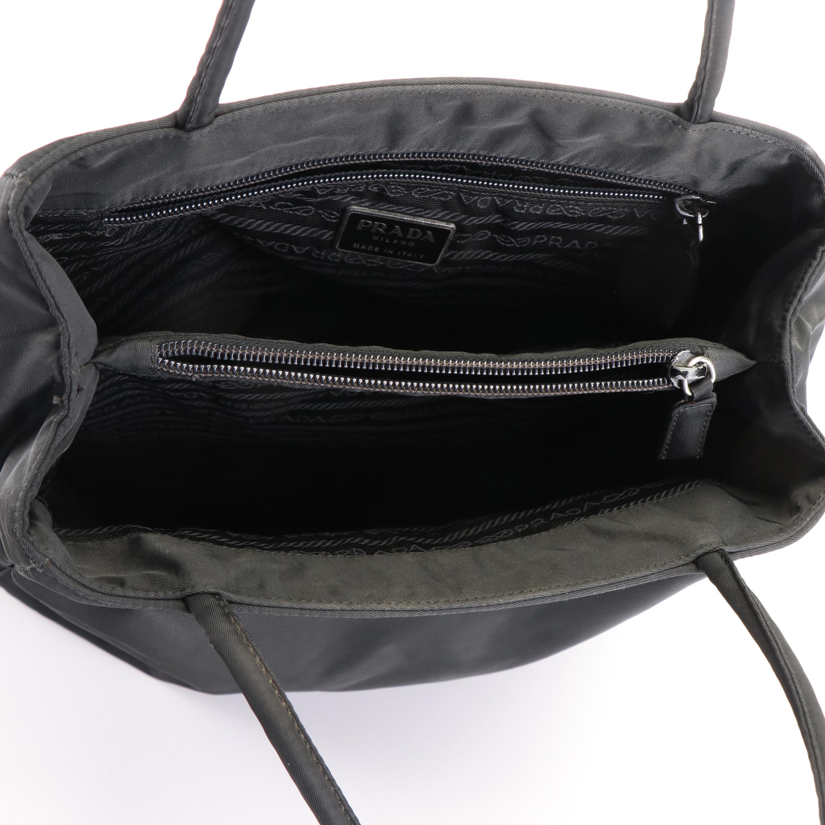 Prada Triangle Logo Tessuto Black Nylon Tote Bag