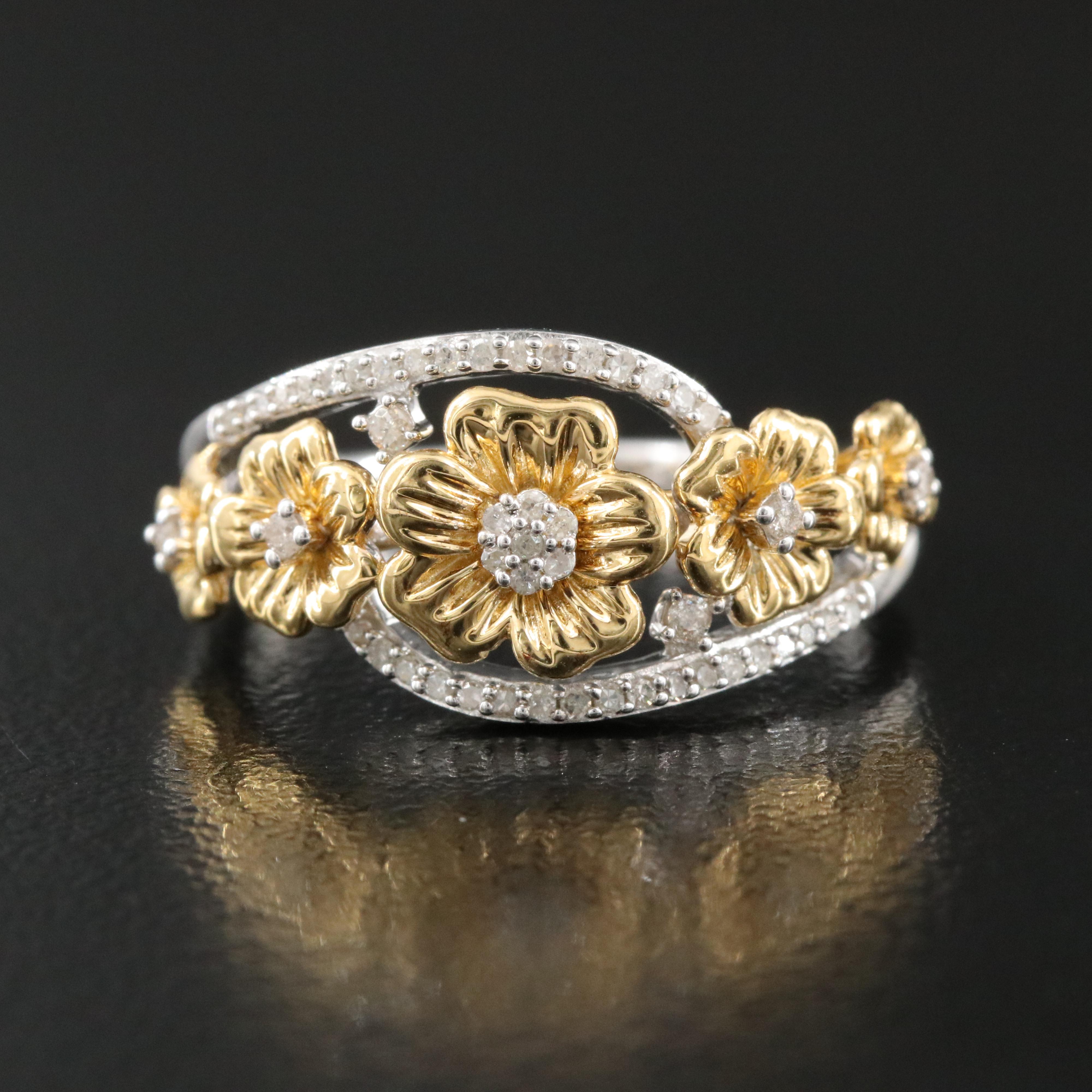 Hallmark Sterling Diamond Flower Ring