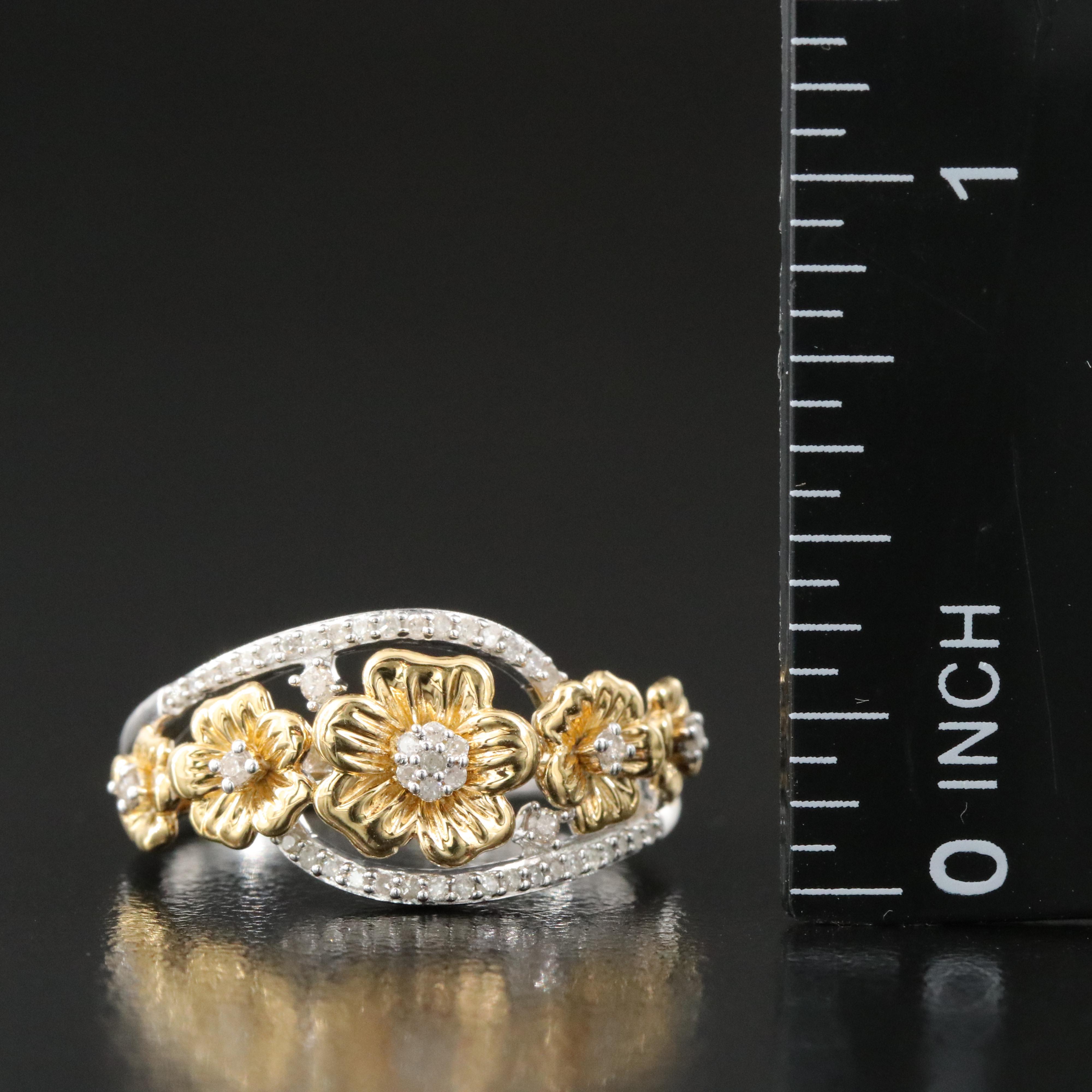 Hallmark Sterling Diamond Flower Ring