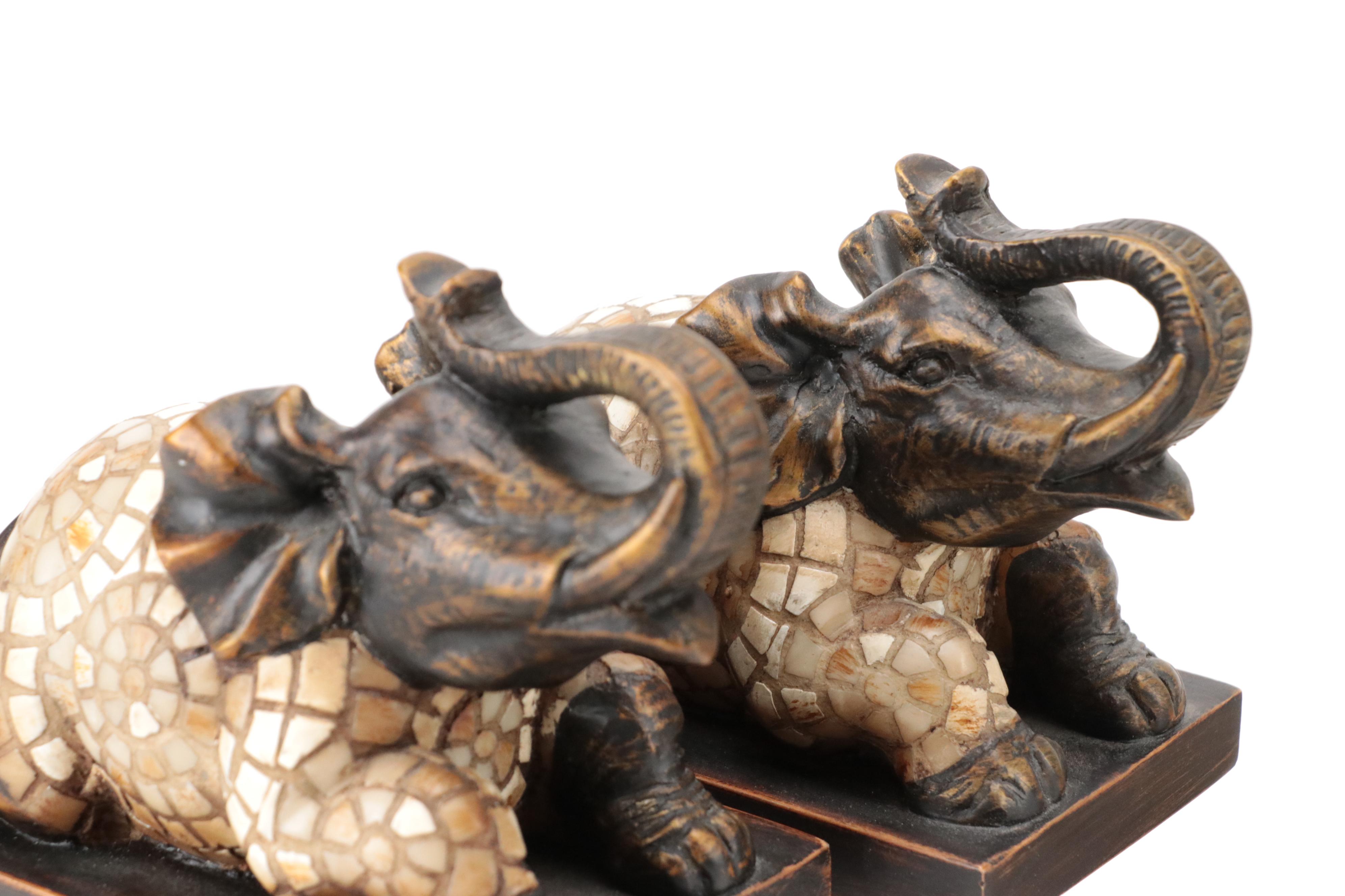 R. Vandamine Resin Plaque with Resin Elephant Figurine and More