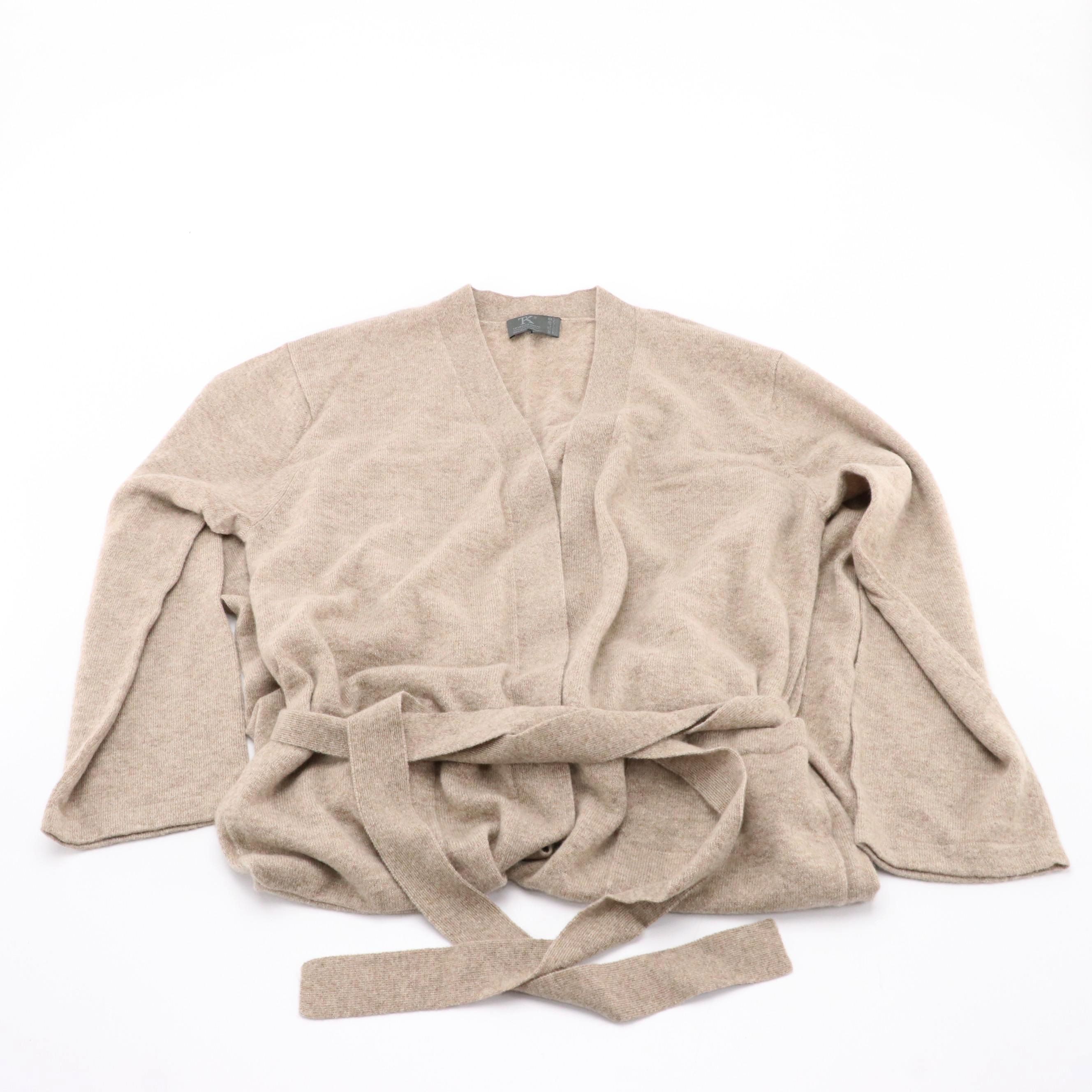 Thinkashmir Duster Cardigan in Taupe Cashmere with Box