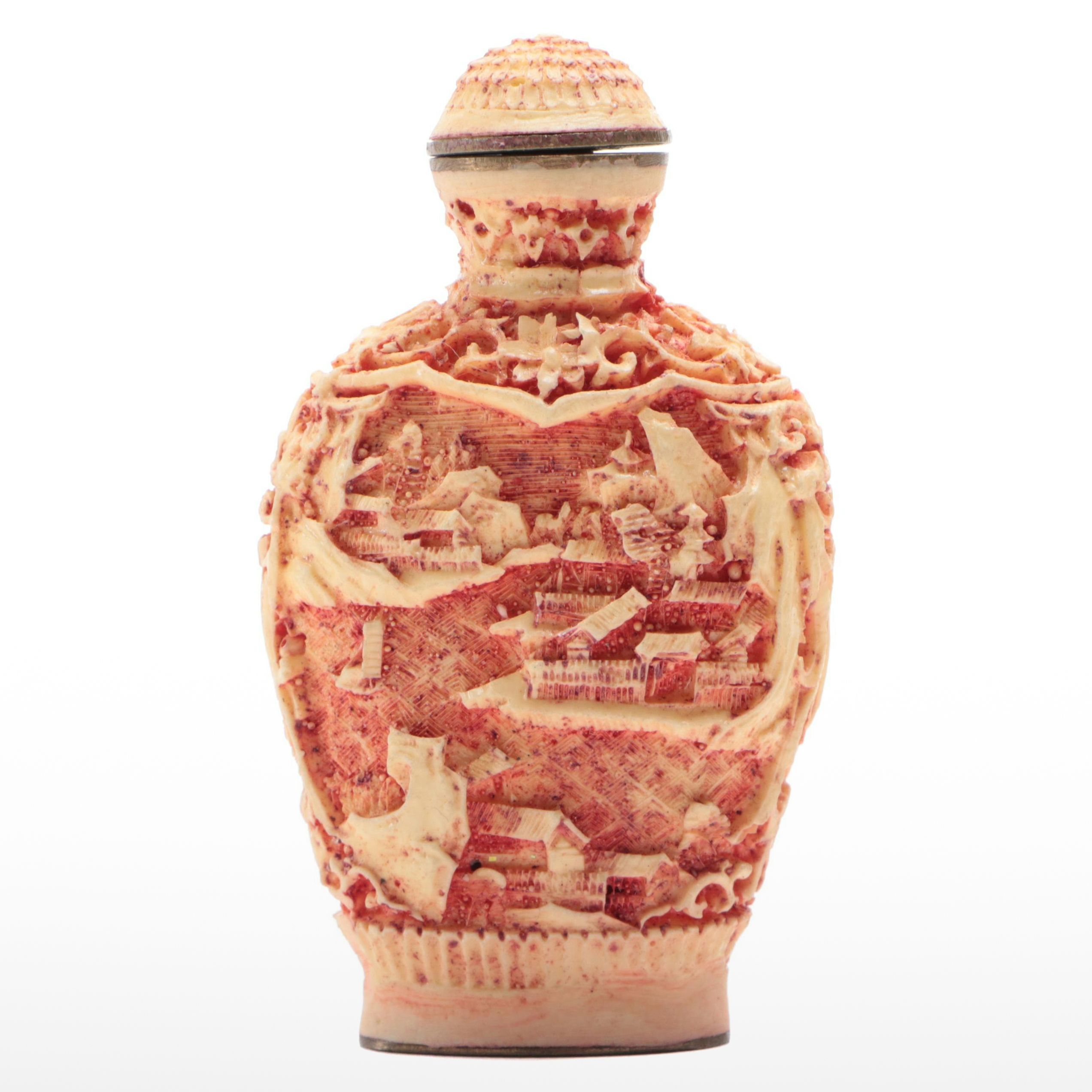 Chinese Carved Resin Snuff Bottle