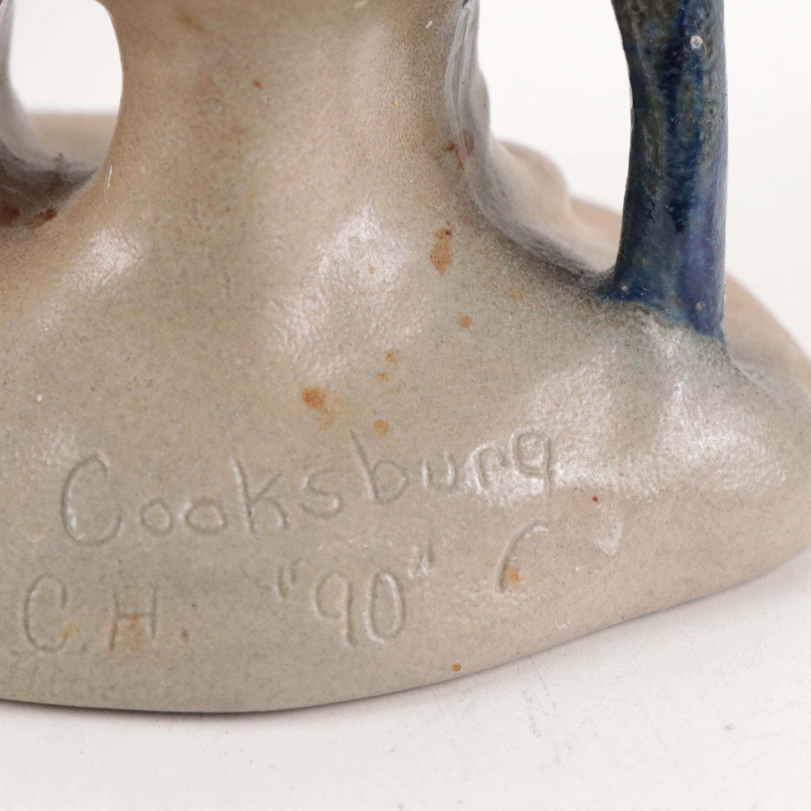 Cooksburg Pottery Salt-Glazed Stoneware Santa Figurines, Late 20th Century