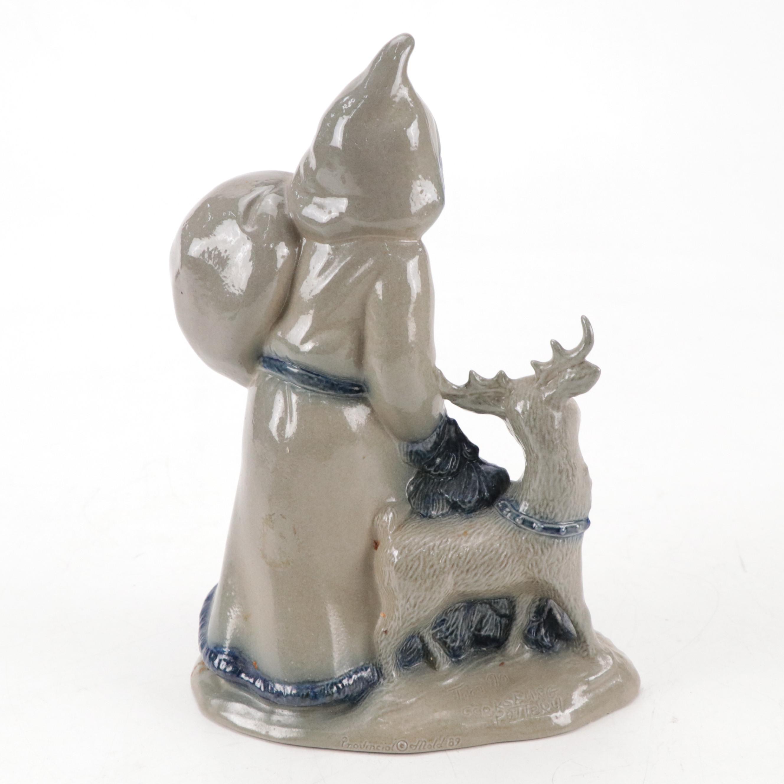 Cooksburg Pottery Salt-Glazed Stoneware Santa Figurines, Late 20th Century