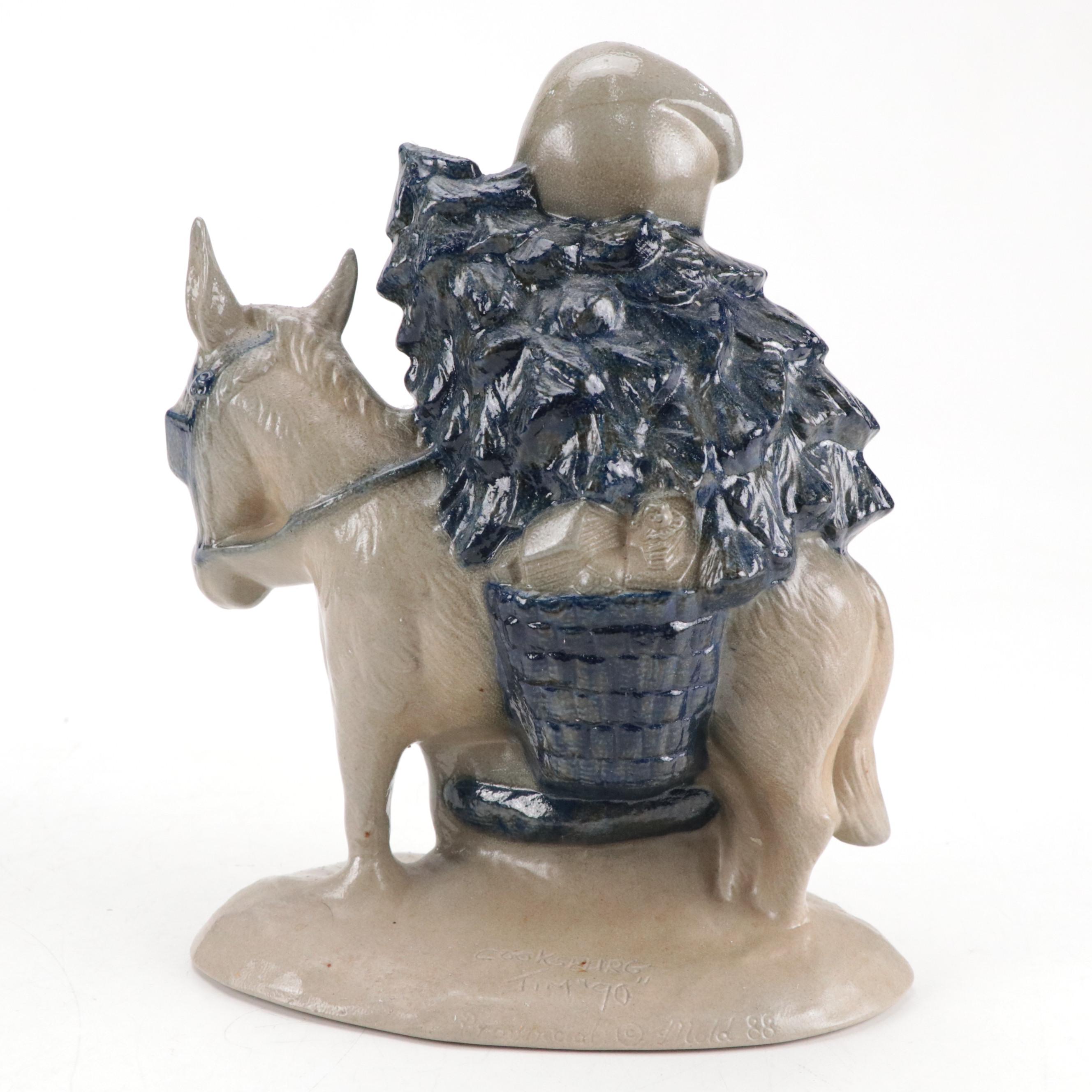 Cooksburg Pottery Salt-Glazed Stoneware Santa Figurines, Late 20th Century