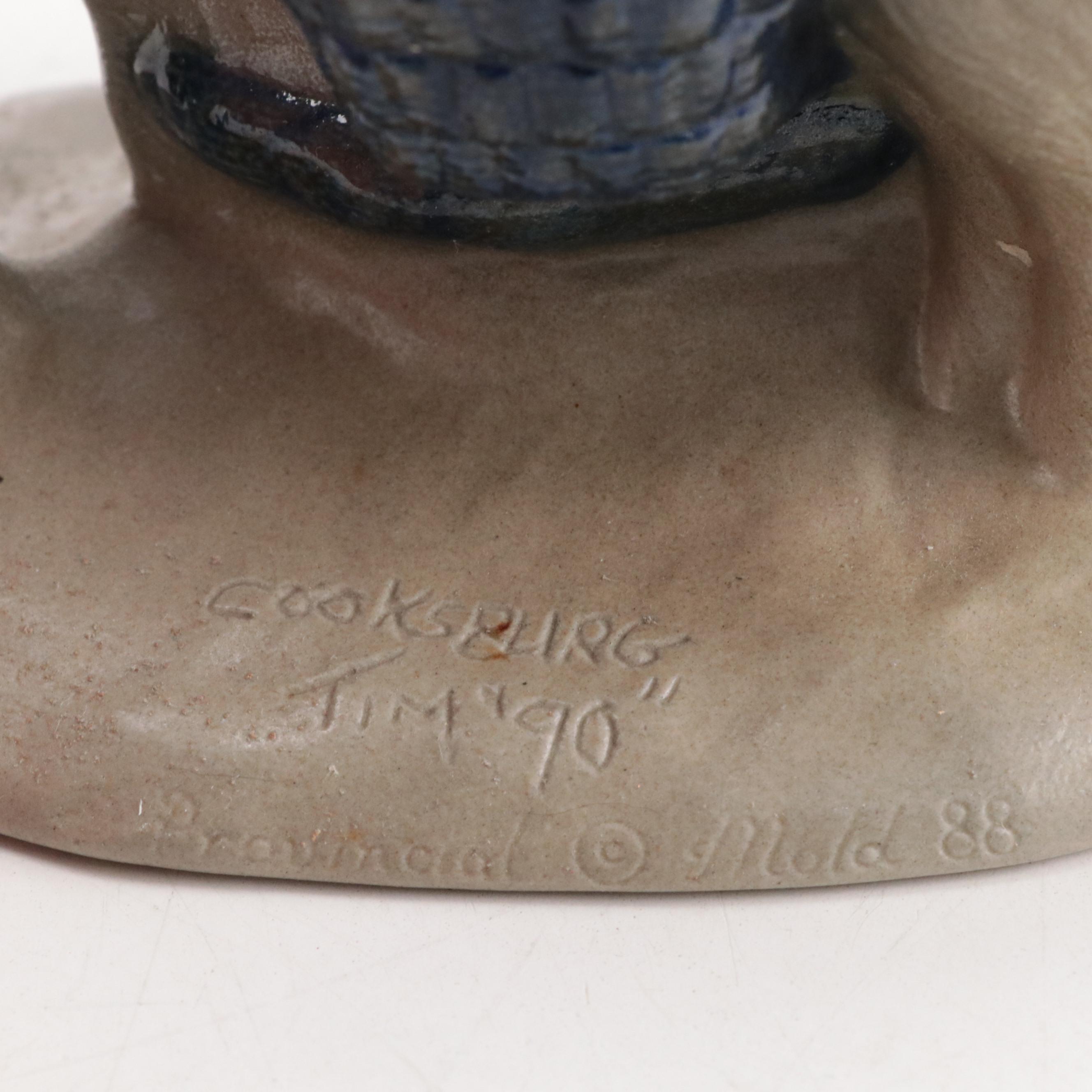 Cooksburg Pottery Salt-Glazed Stoneware Santa Figurines, Late 20th Century