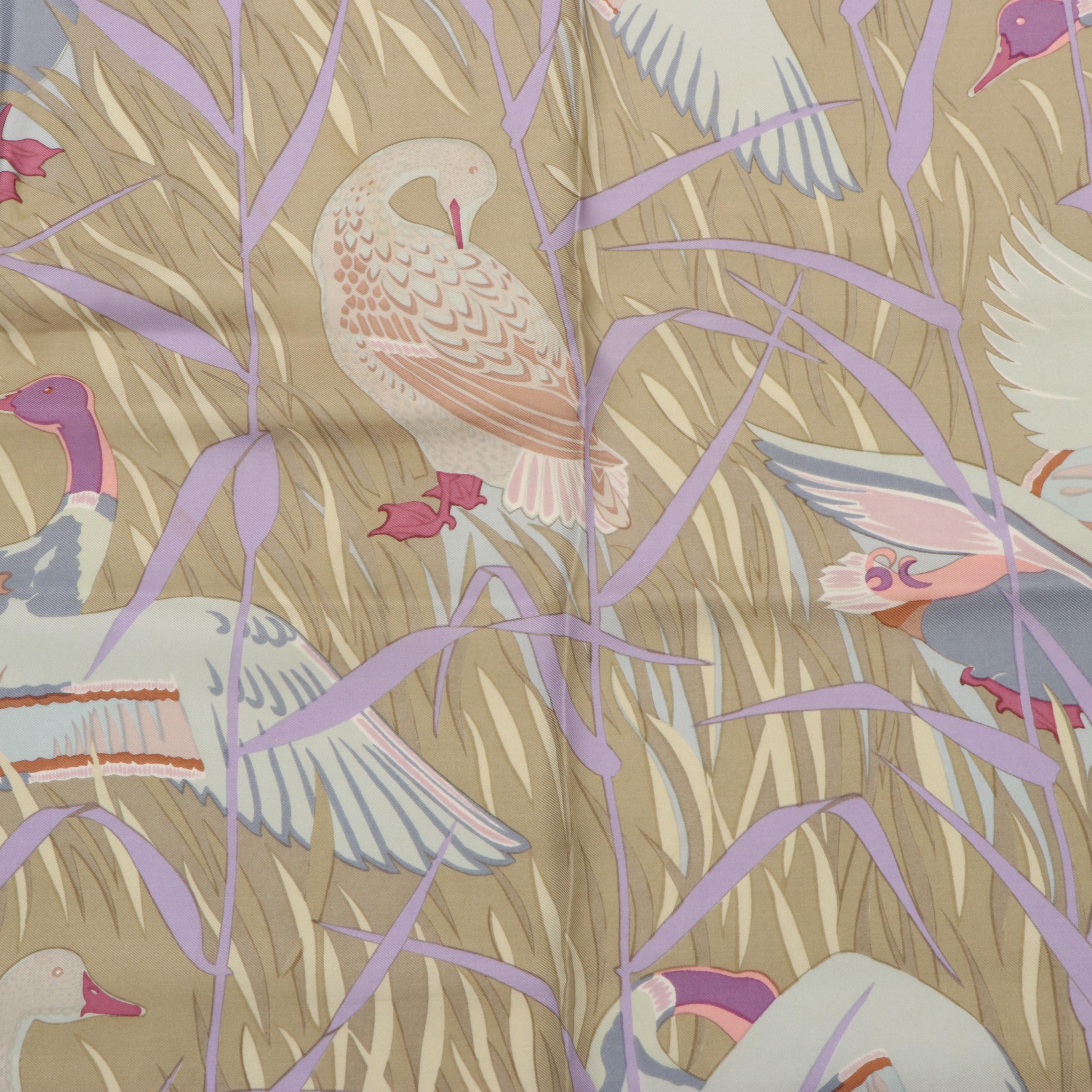 Hermès "Cols - Verts" Silk Twill Scarf 90 with Box