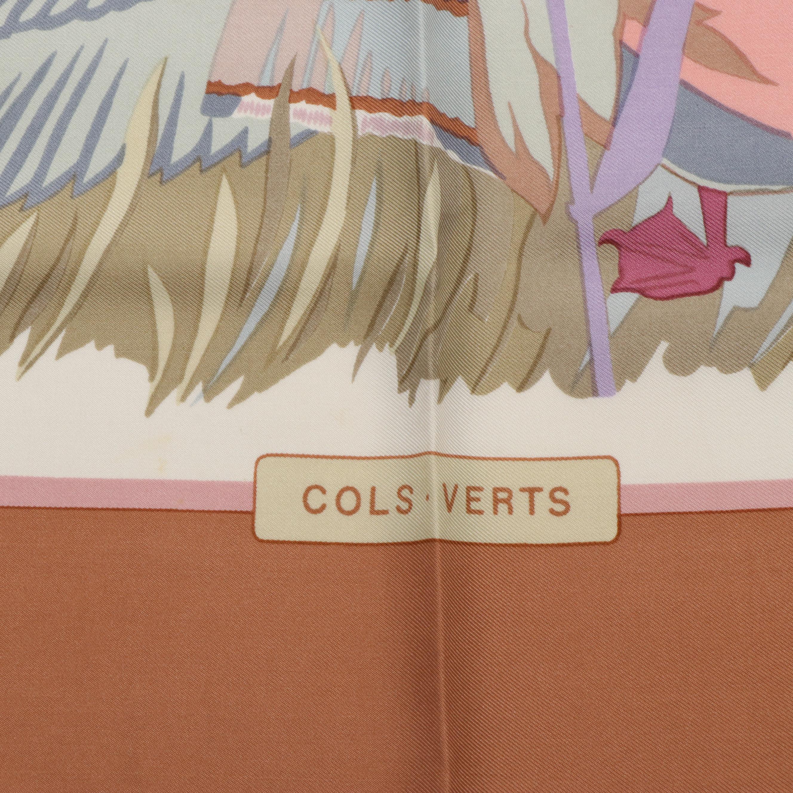 Hermès "Cols - Verts" Silk Twill Scarf 90 with Box