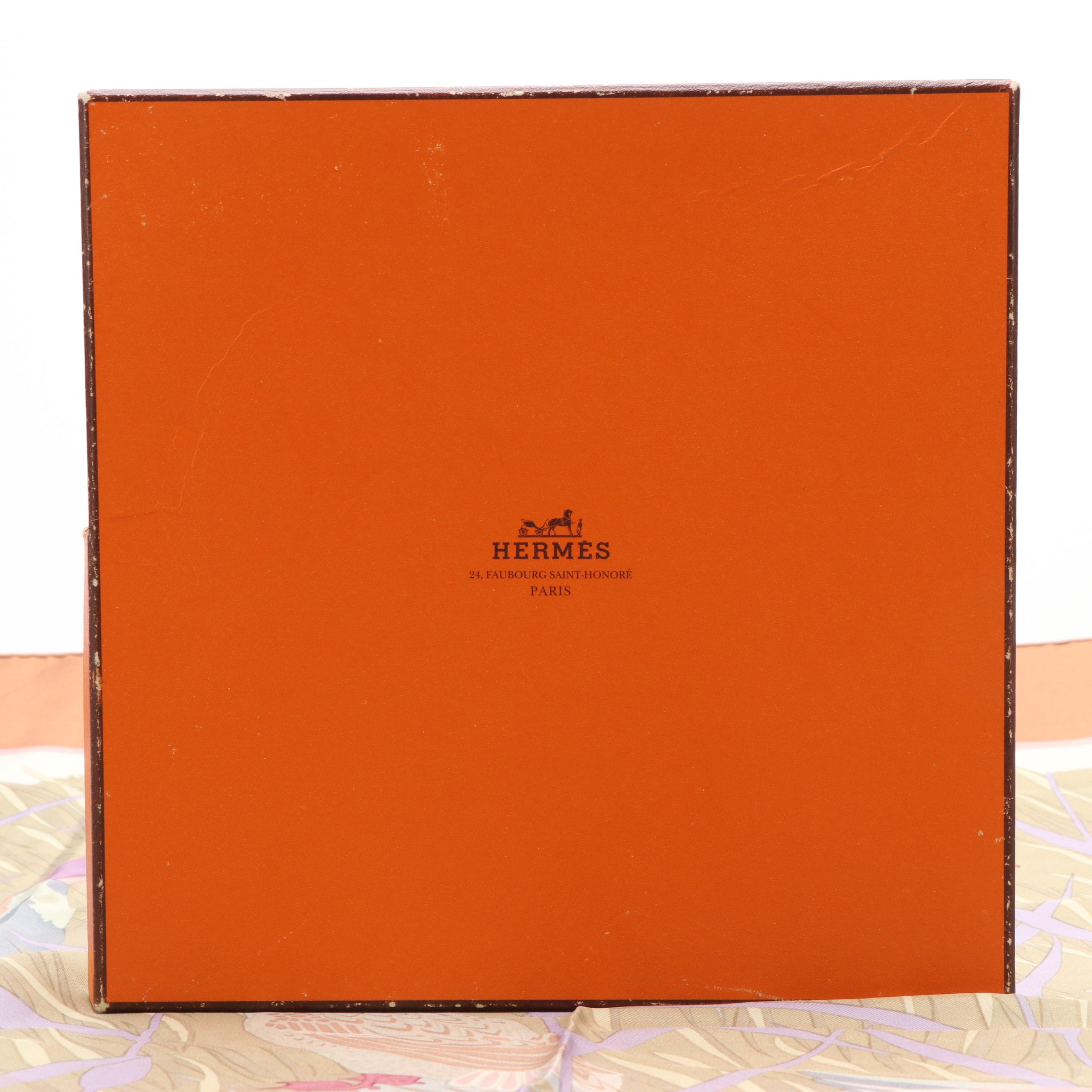Hermès "Cols - Verts" Silk Twill Scarf 90 with Box