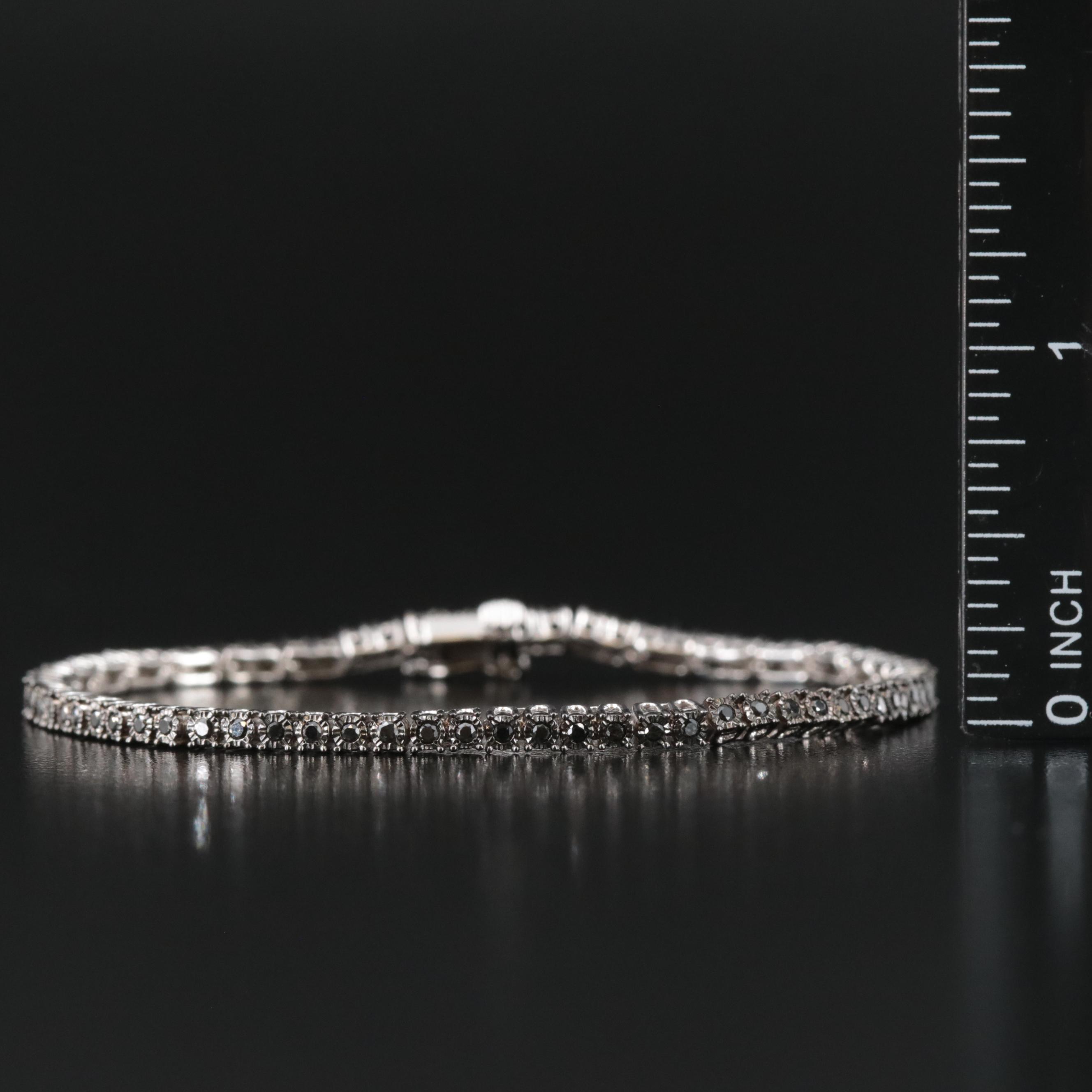 Sterling Fancy Black Diamond Line Bracelet