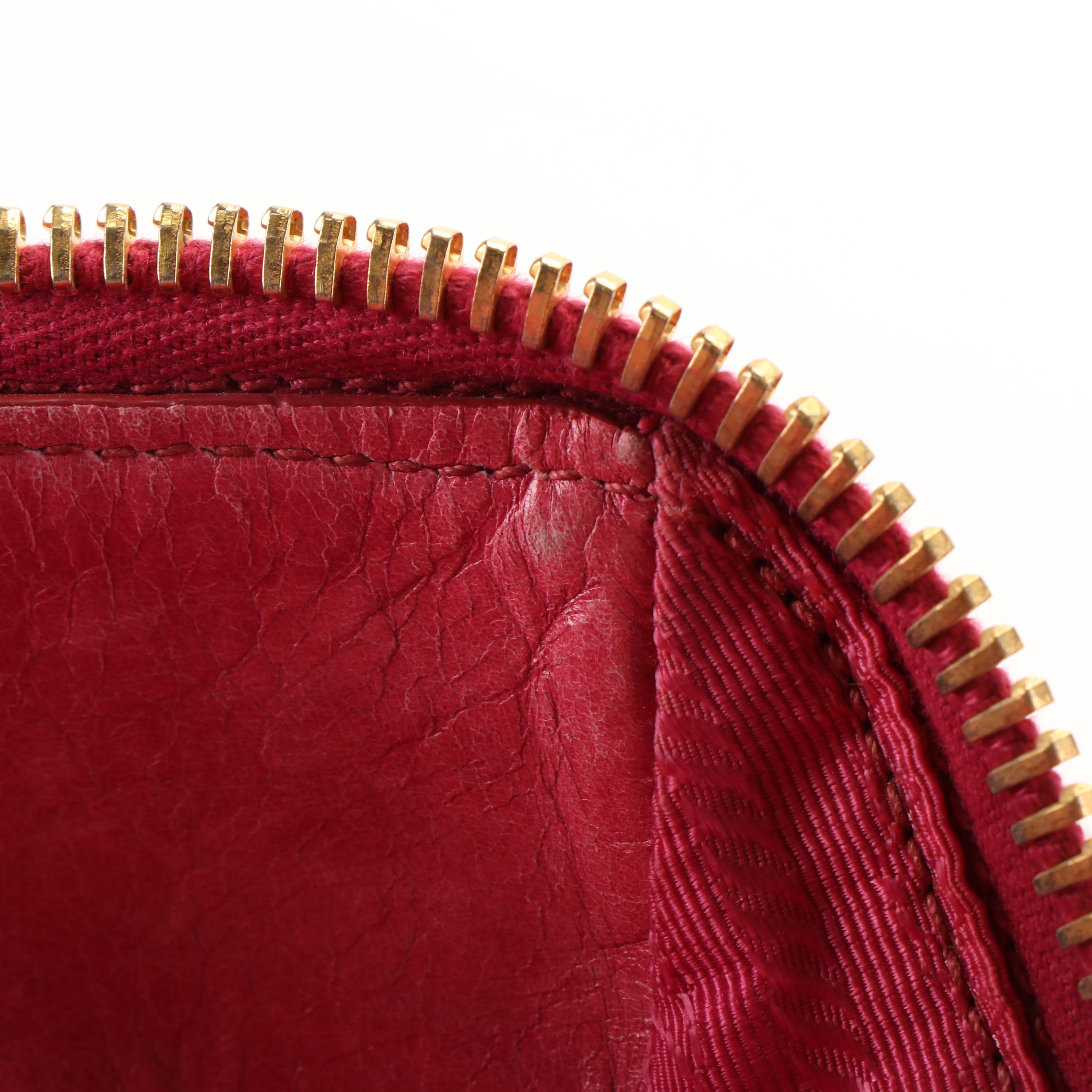 Prada East/West Bauletto Bag in Pink Vitello Shine Leather