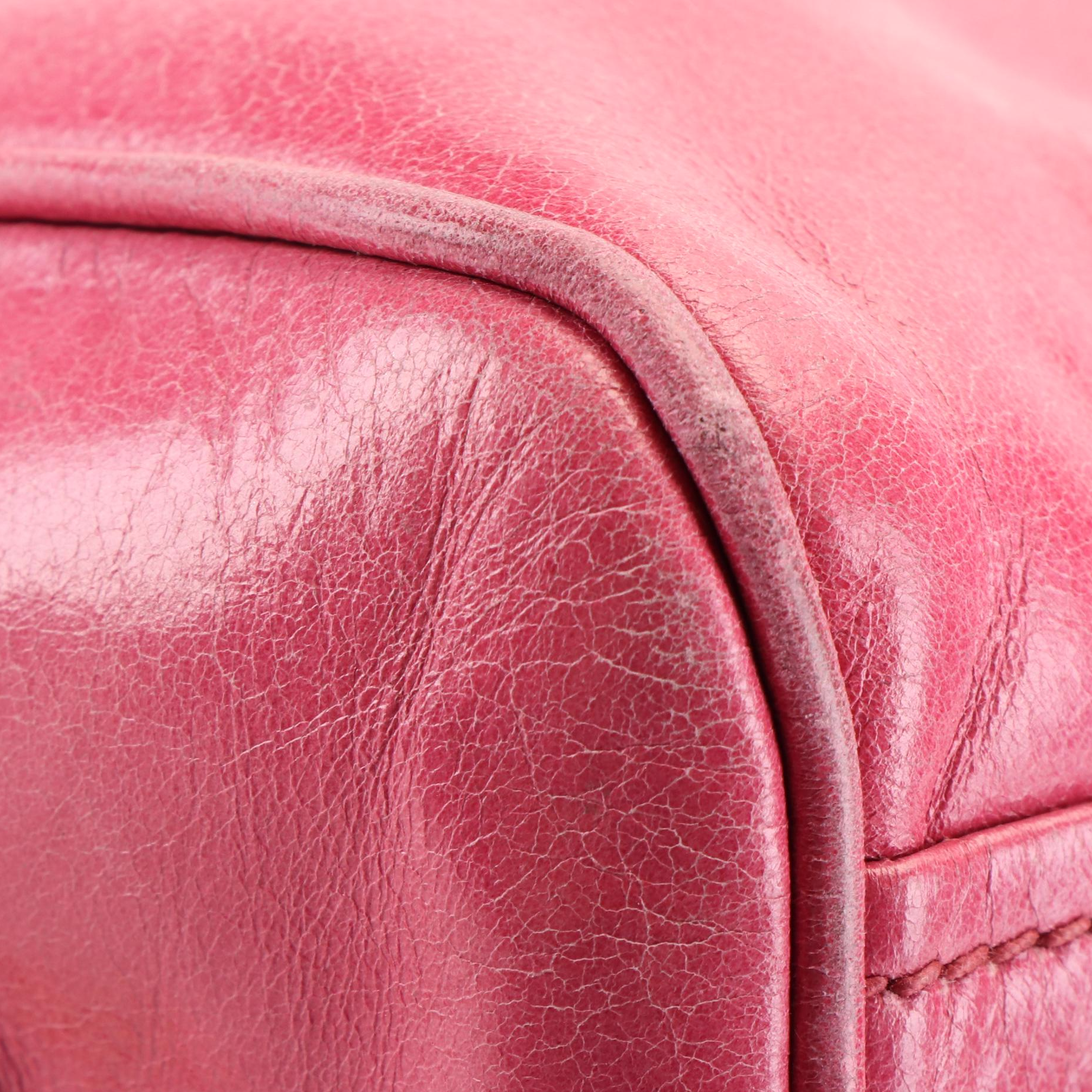 Prada East/West Bauletto Bag in Pink Vitello Shine Leather