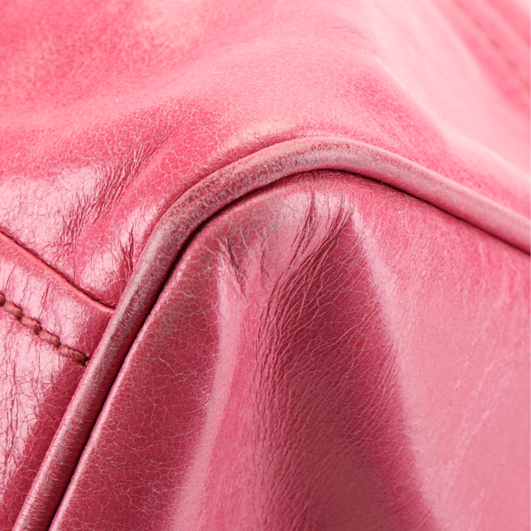 Prada East/West Bauletto Bag in Pink Vitello Shine Leather