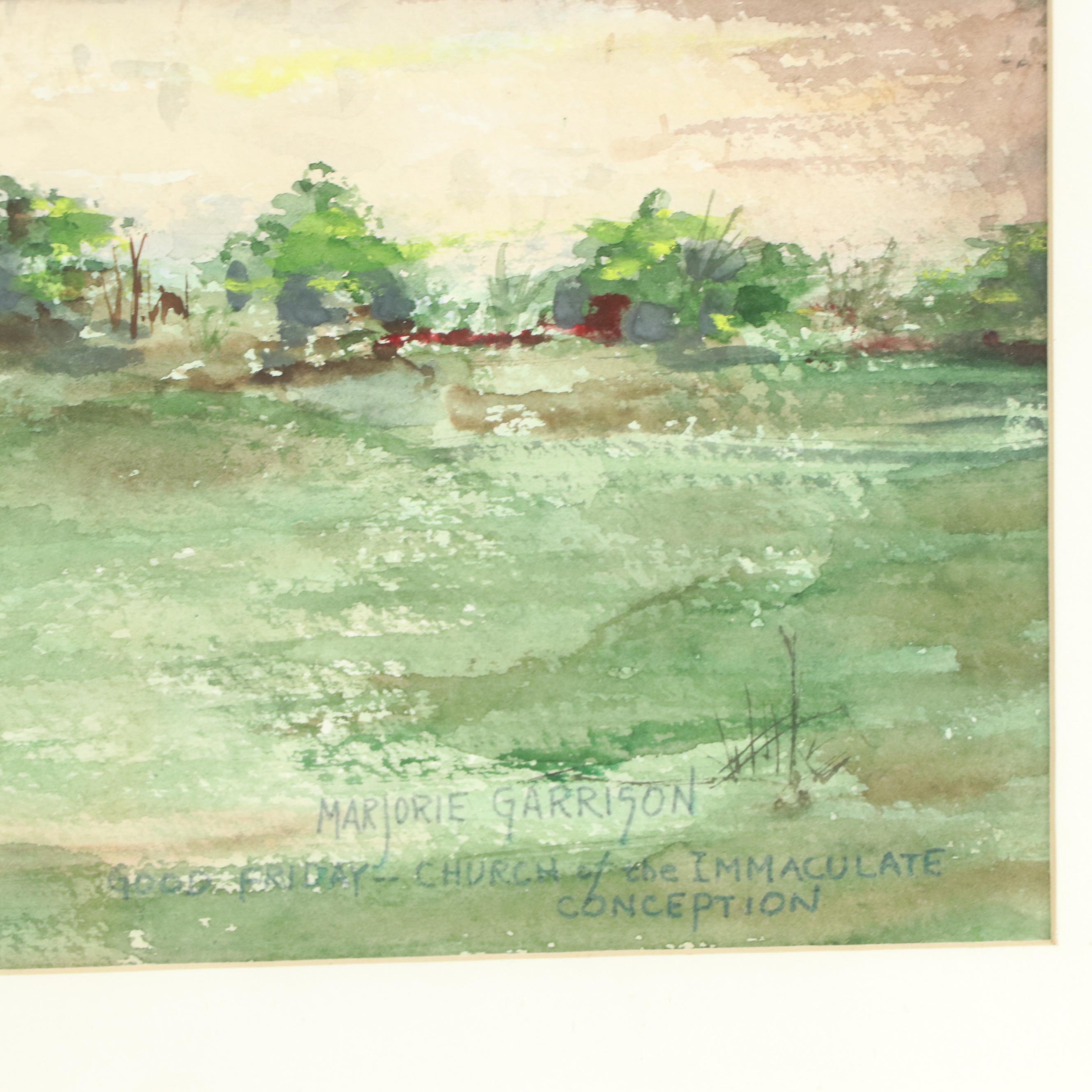Marjorie Garrison Watercolor Painting "Church of the Immaculate Conception"