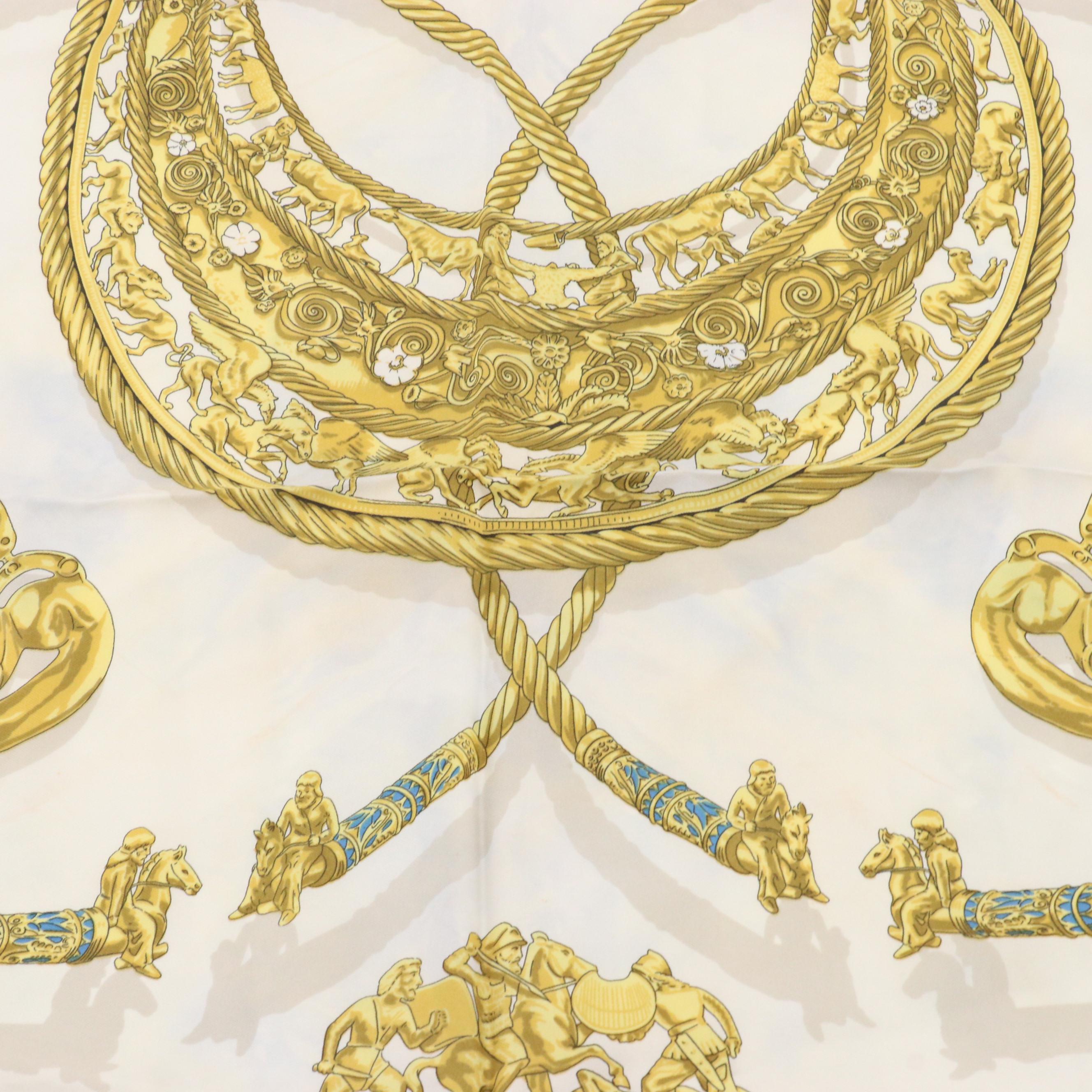 Hermès "Les Cavaliers d'Or" Scarf 90 in Silk Twill