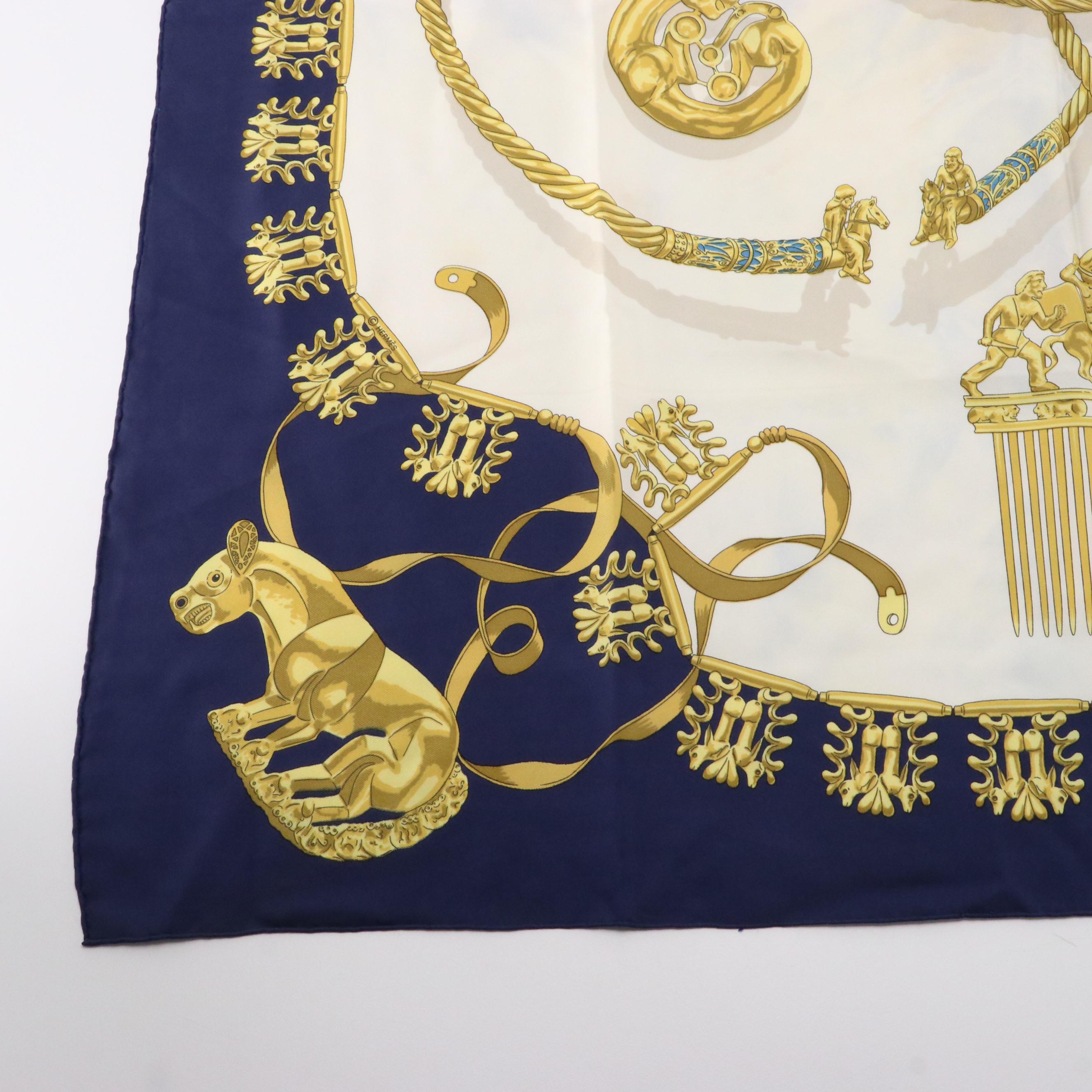Hermès "Les Cavaliers d'Or" Scarf 90 in Silk Twill