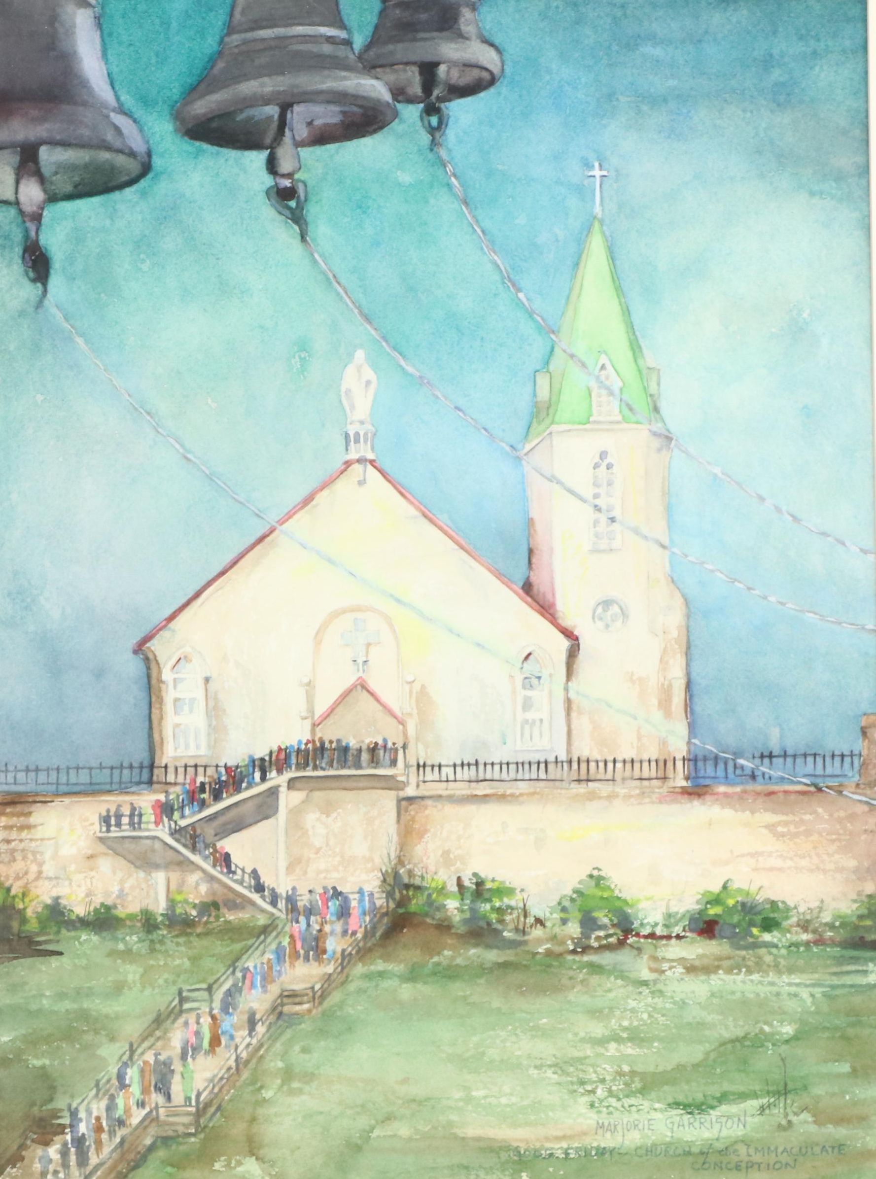Marjorie Garrison Watercolor Painting "Church of the Immaculate Conception"