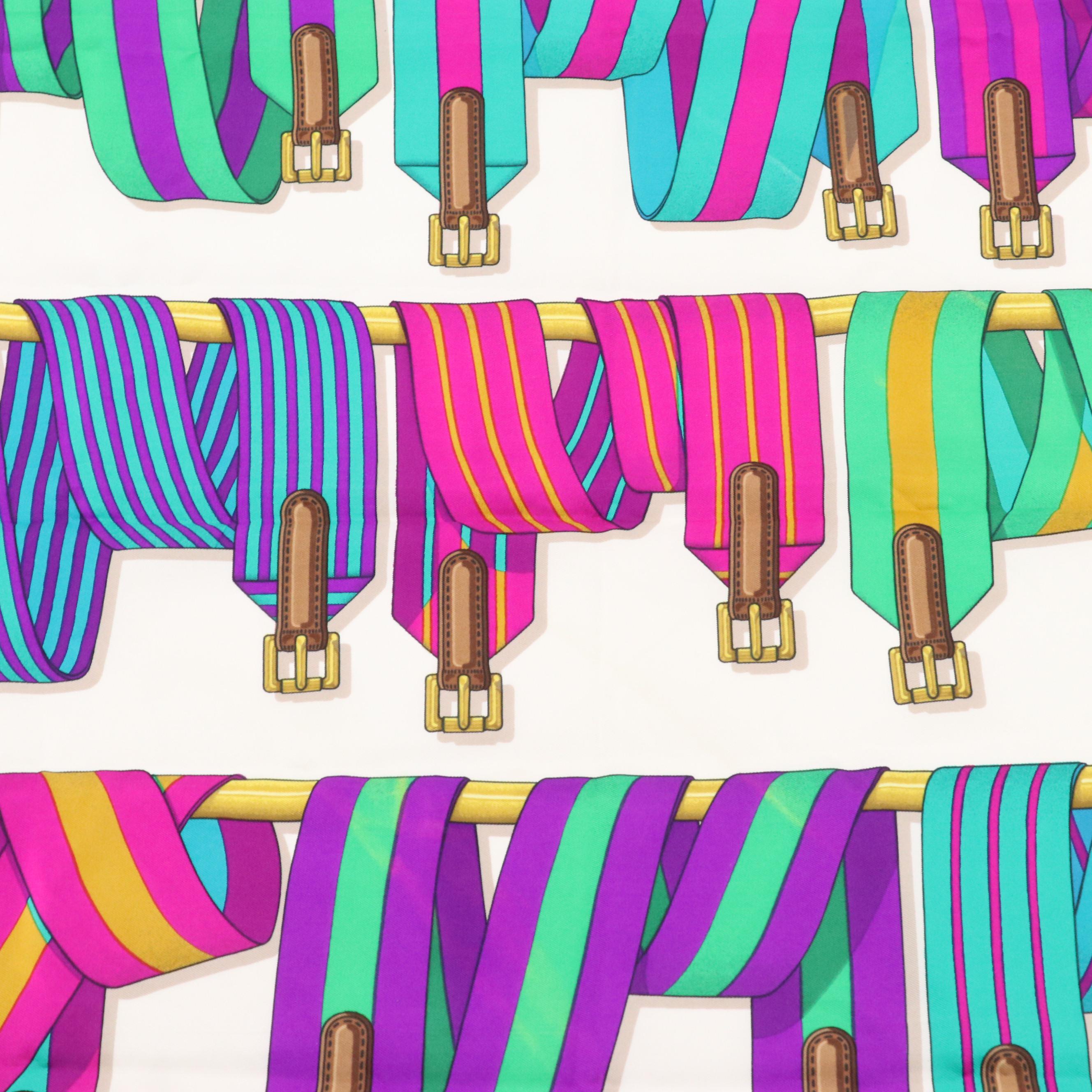 Hermès "Les Sangles" Scarf 90 in Silk Twill