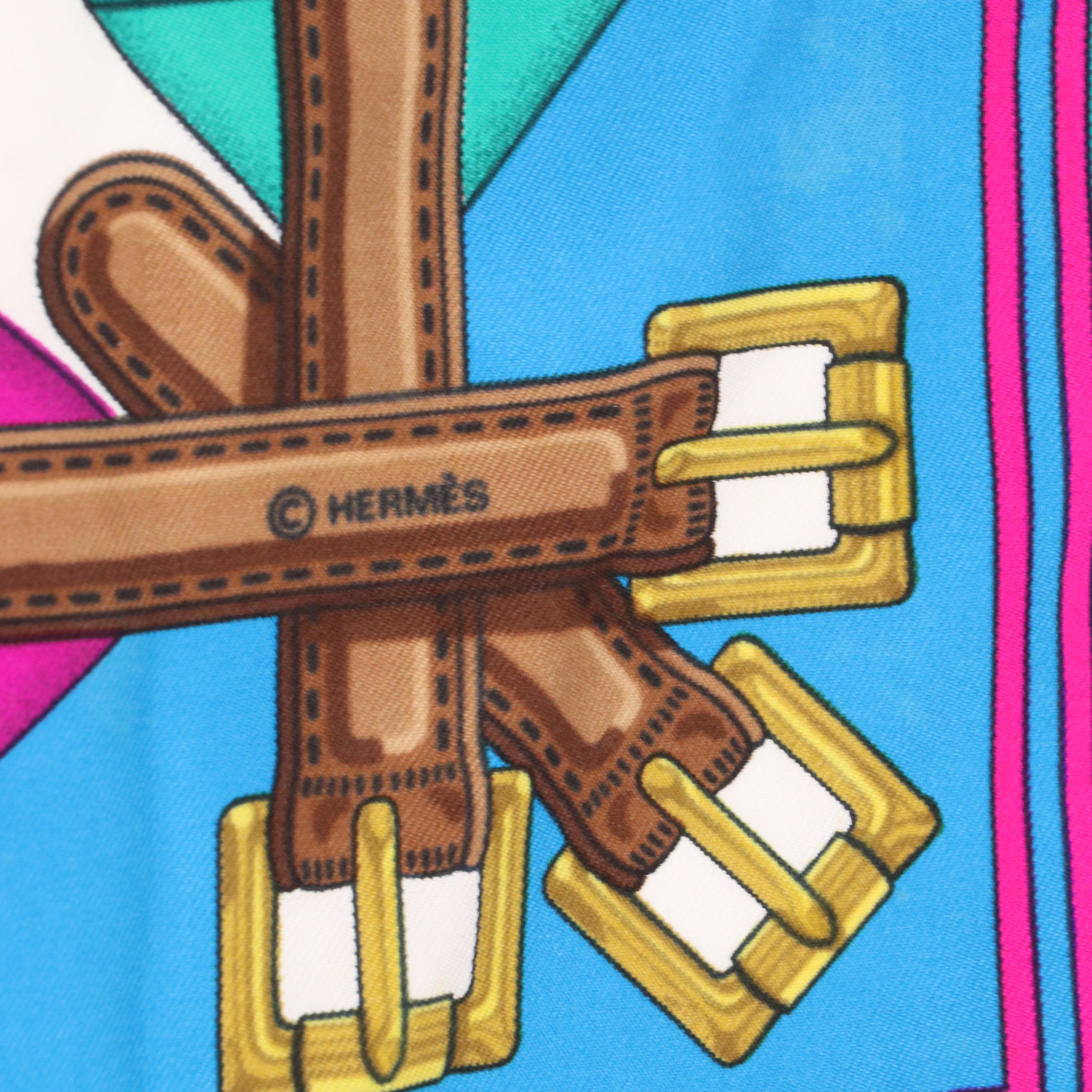 Hermès "Les Sangles" Scarf 90 in Silk Twill