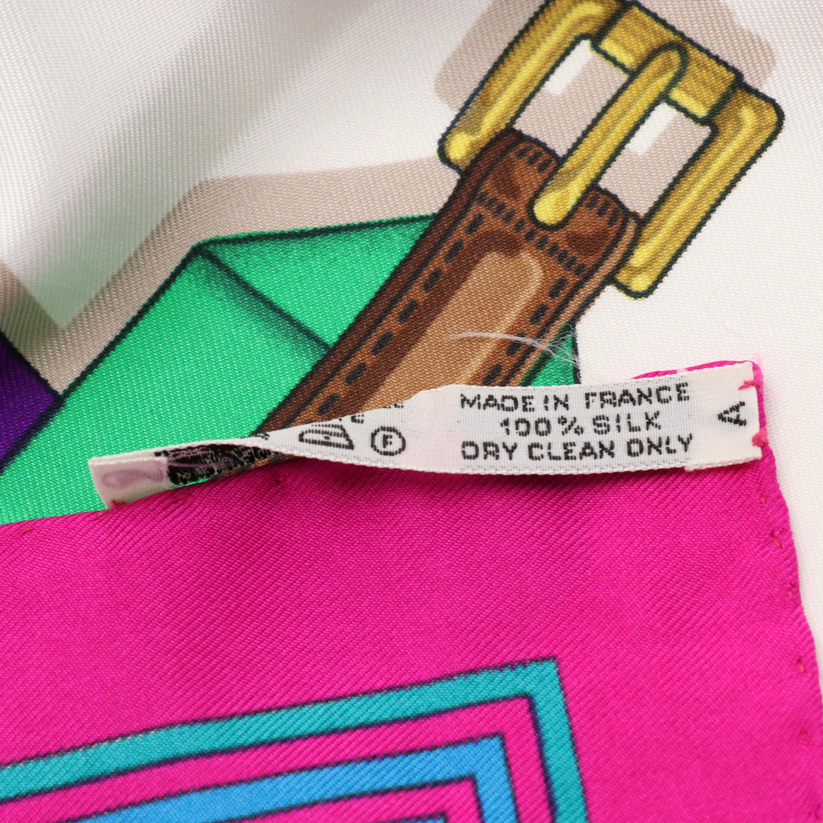 Hermès "Les Sangles" Scarf 90 in Silk Twill