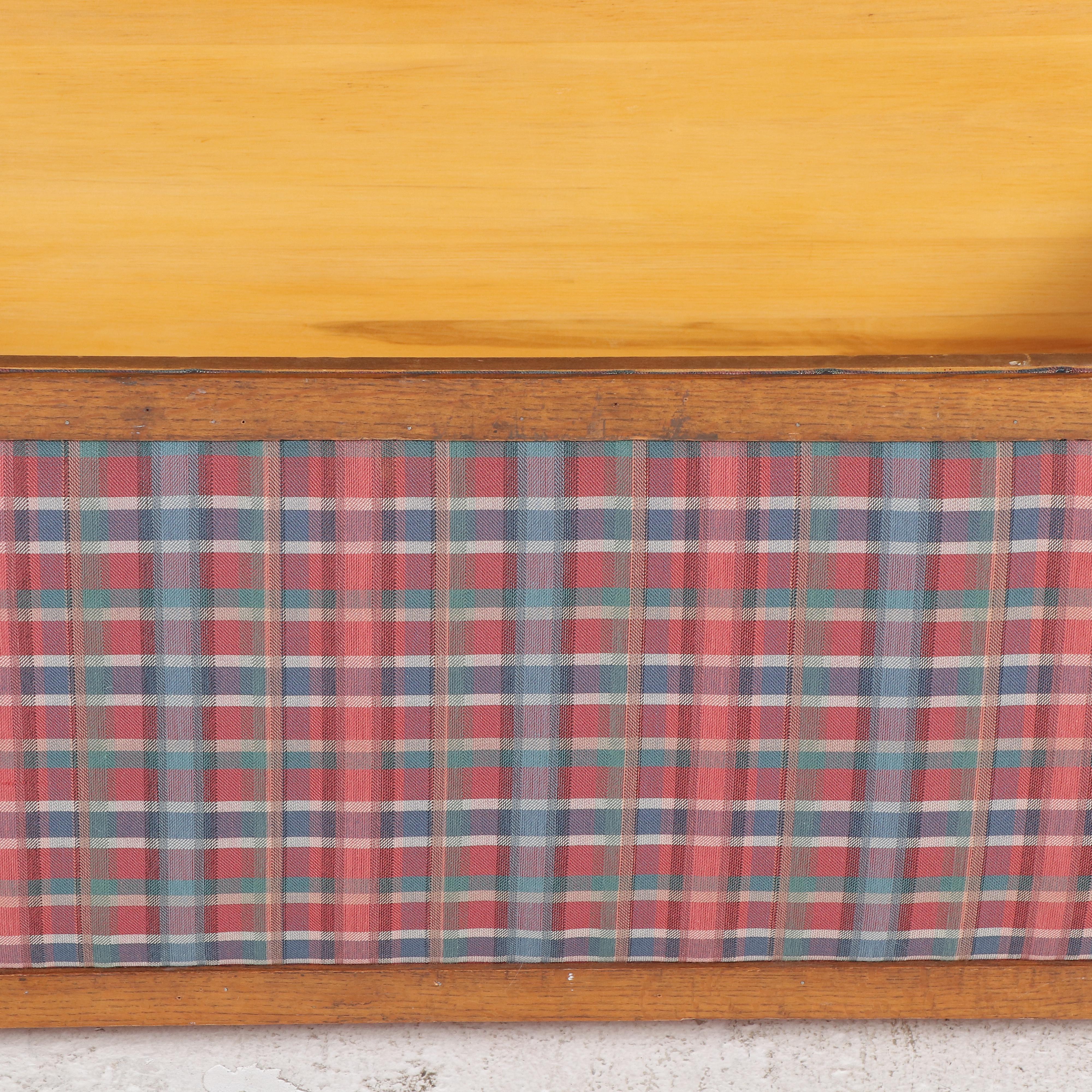 Plaid Upholstered Wooden Blanket Chest