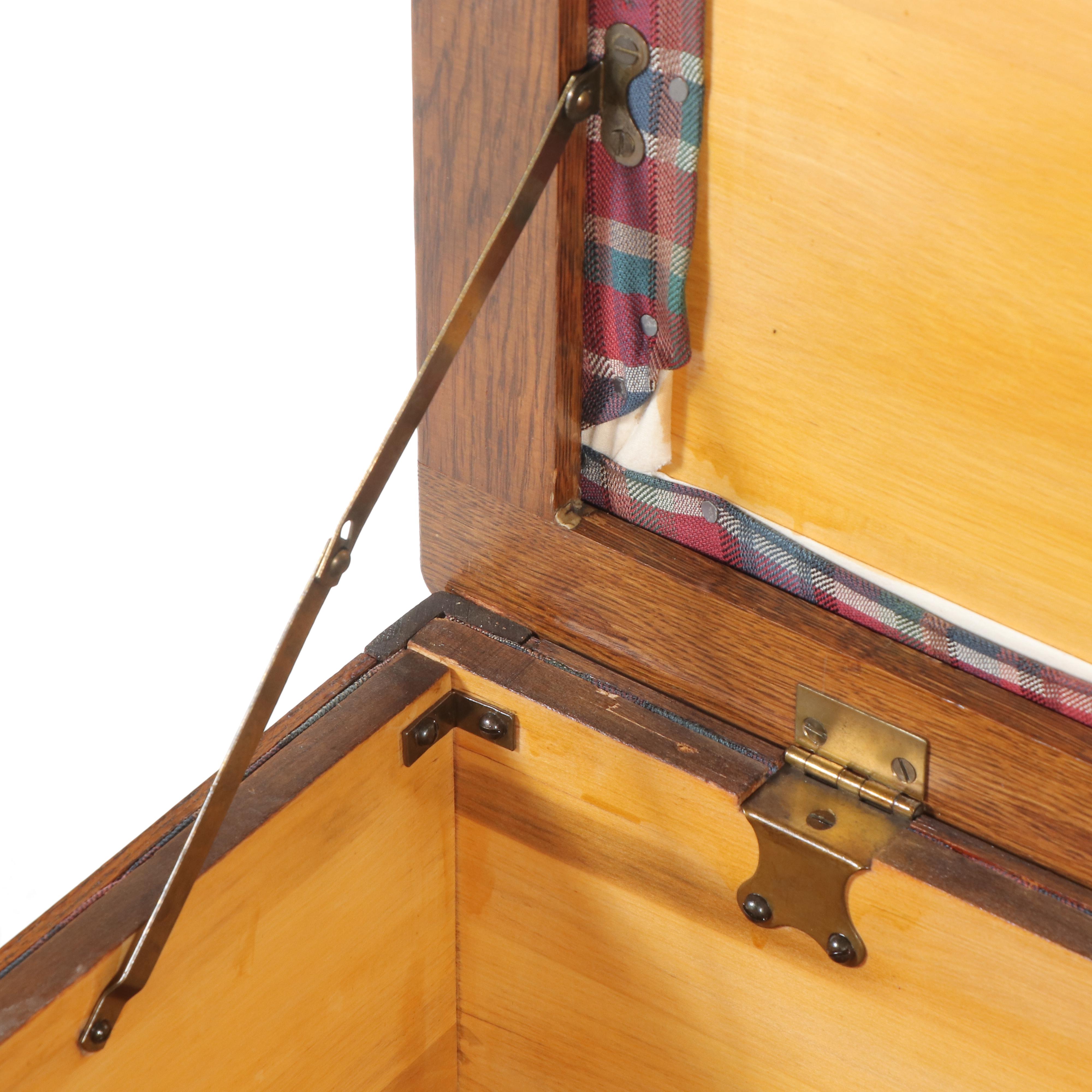 Plaid Upholstered Wooden Blanket Chest