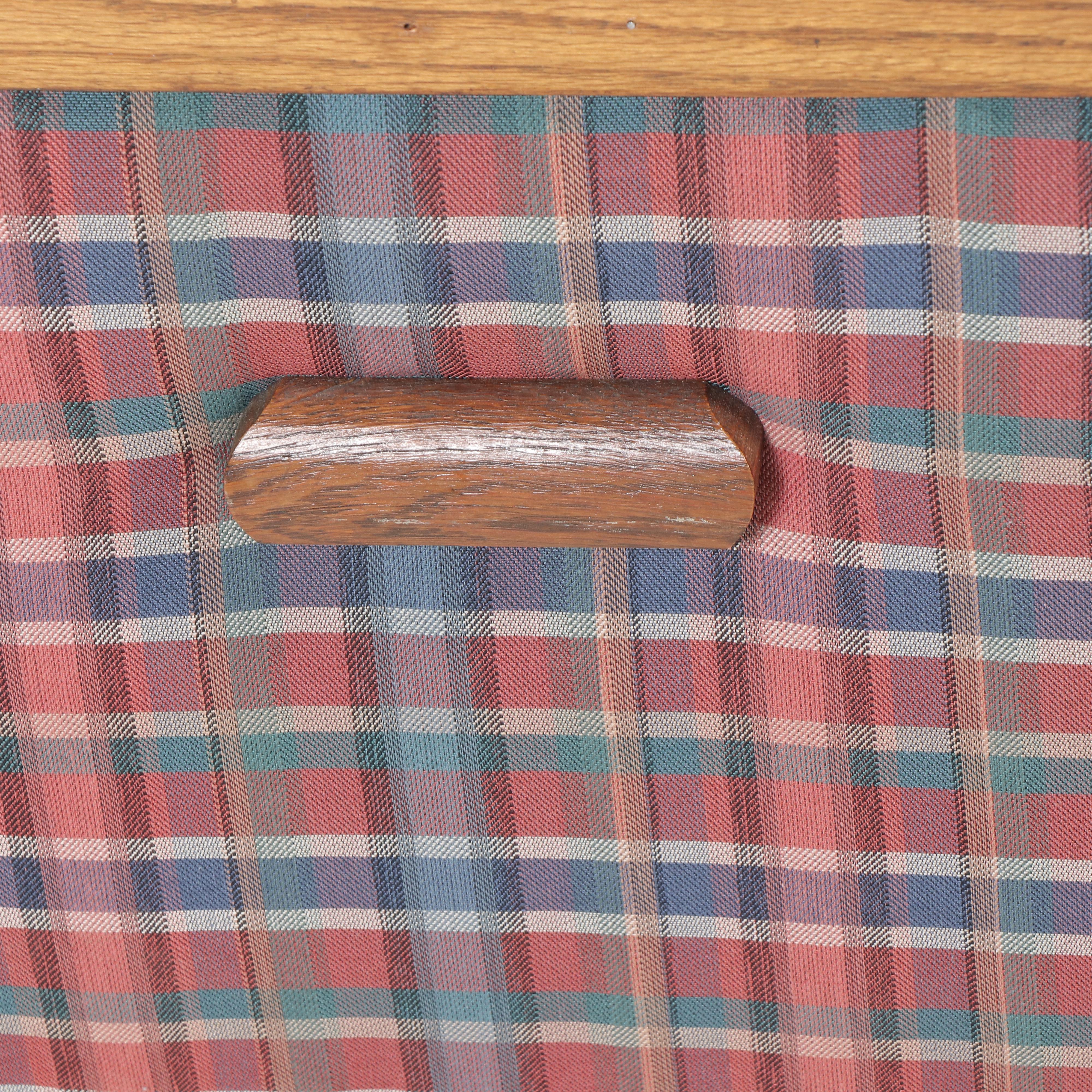 Plaid Upholstered Wooden Blanket Chest